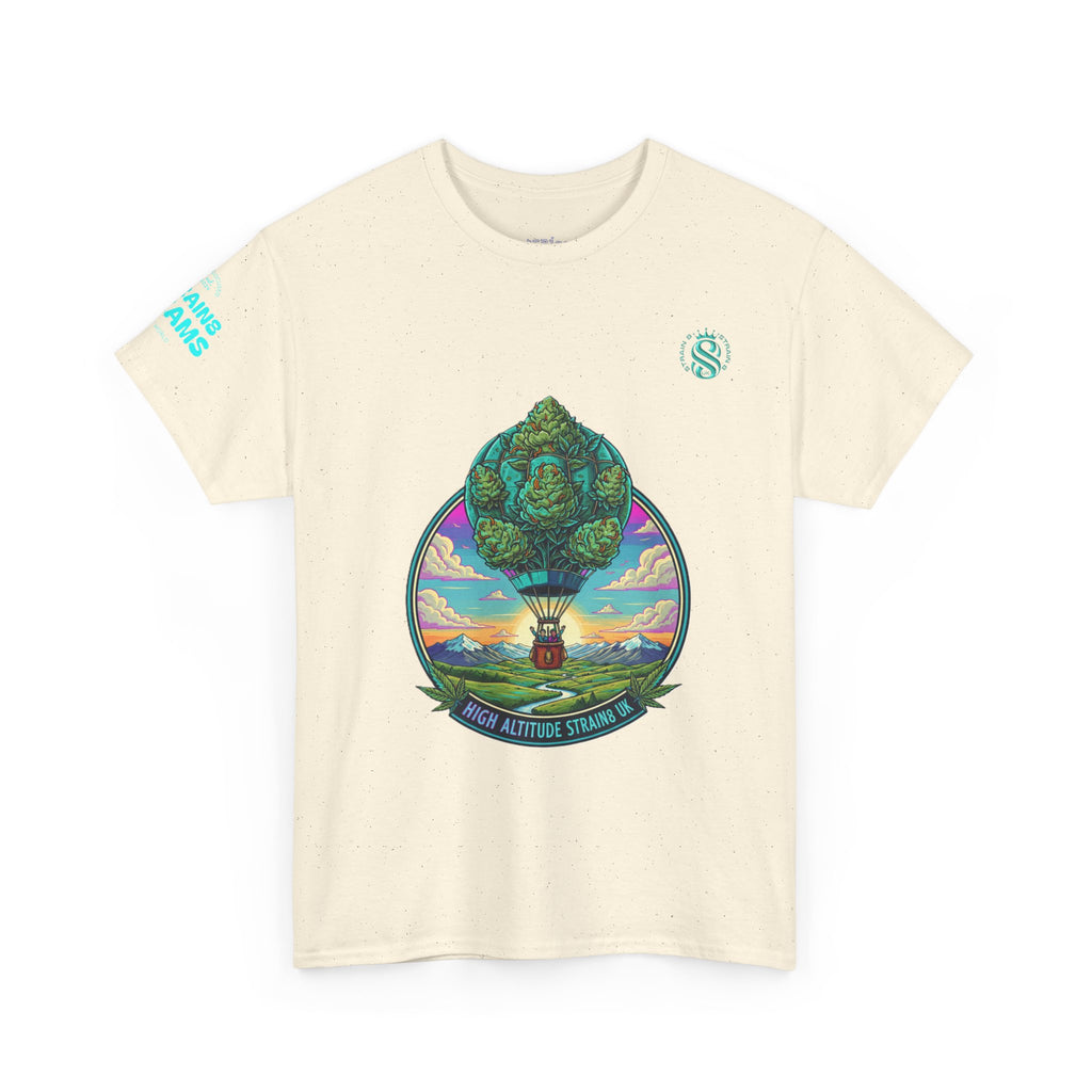 Strain8-UK T-Shirt — "High Altitude Strains" Hot Air Balloon Tree Graphic Tee
