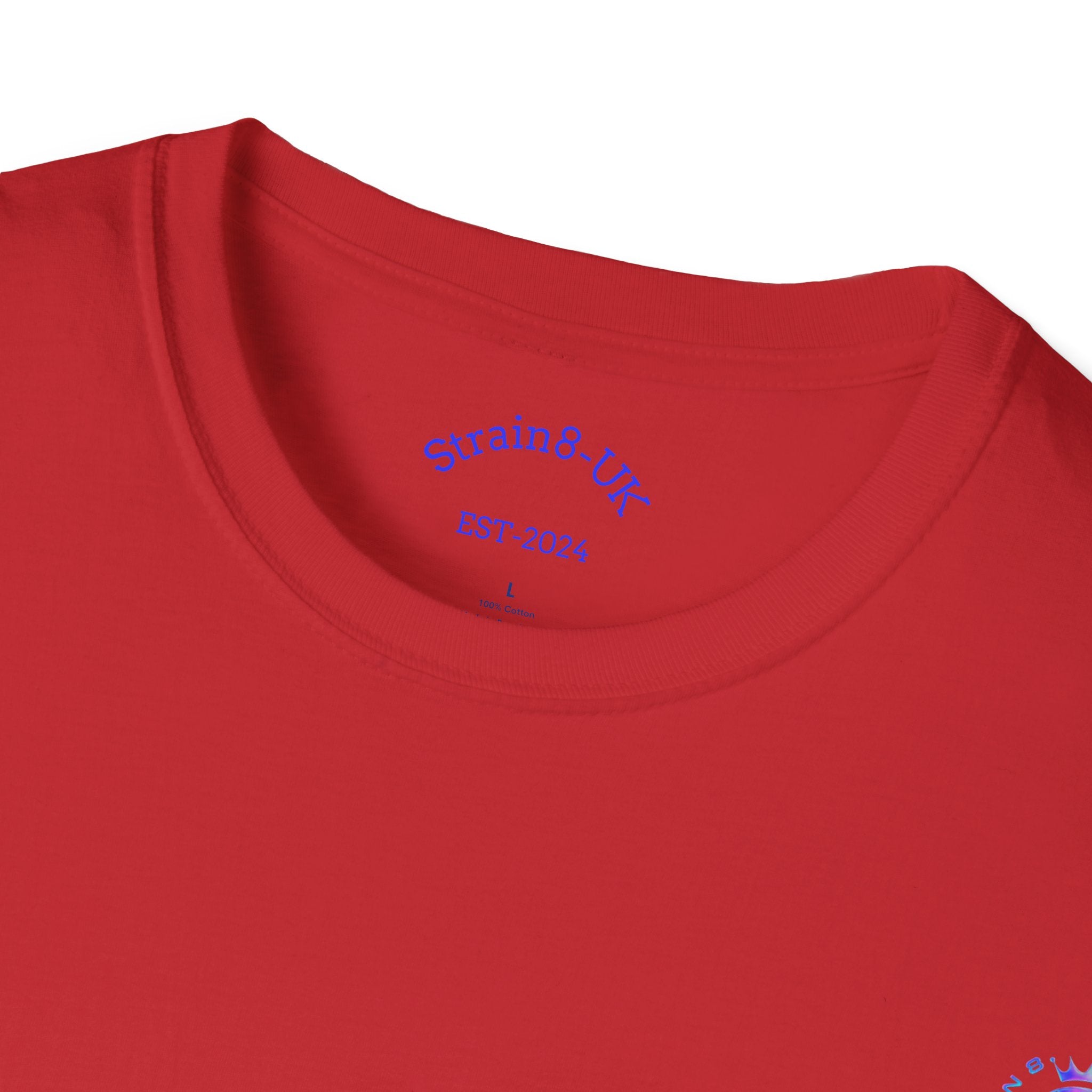 Strain8-UK Logo T-Shirt — Small Embroidered Globe Tee, THE LOGO LINE........
