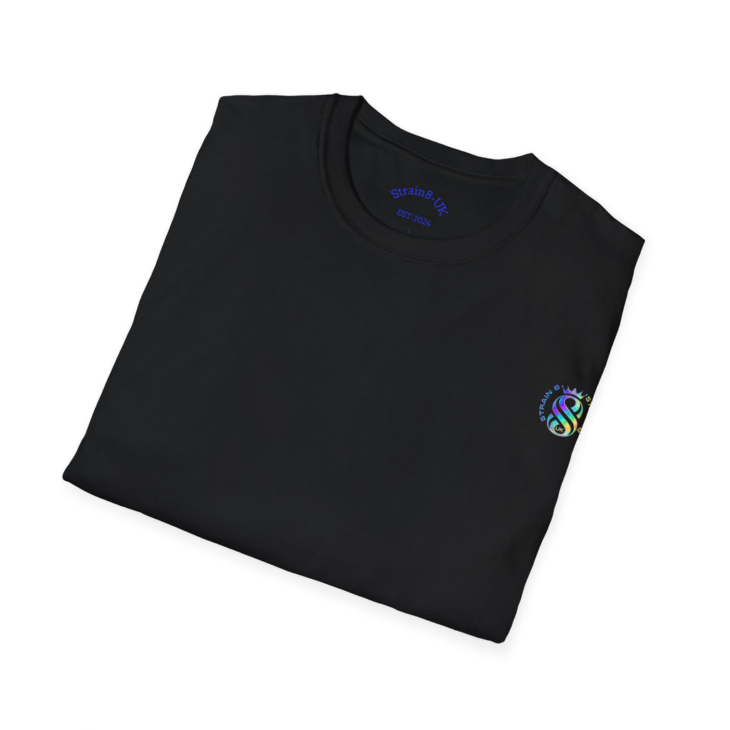 Strain8-UK Logo T-Shirt — Small Embroidered Globe Tee, THE LOGO LINE........