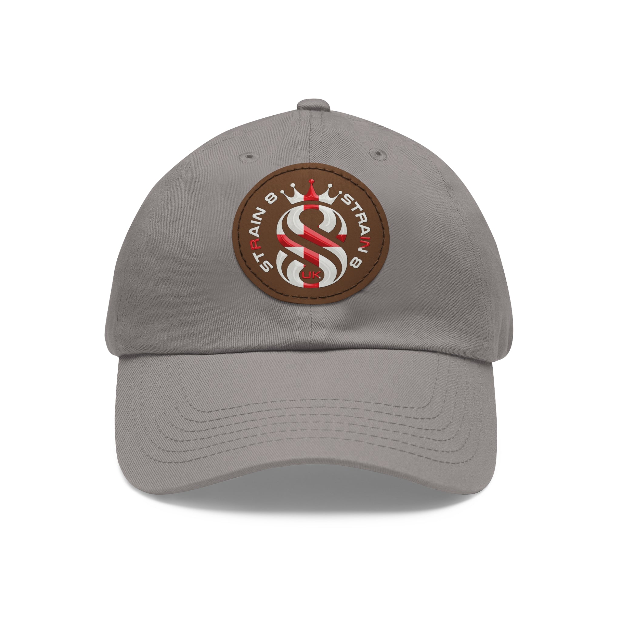 Leather Patch Dad Hat — Round Strain8-UK Cap for Casual Streetwear