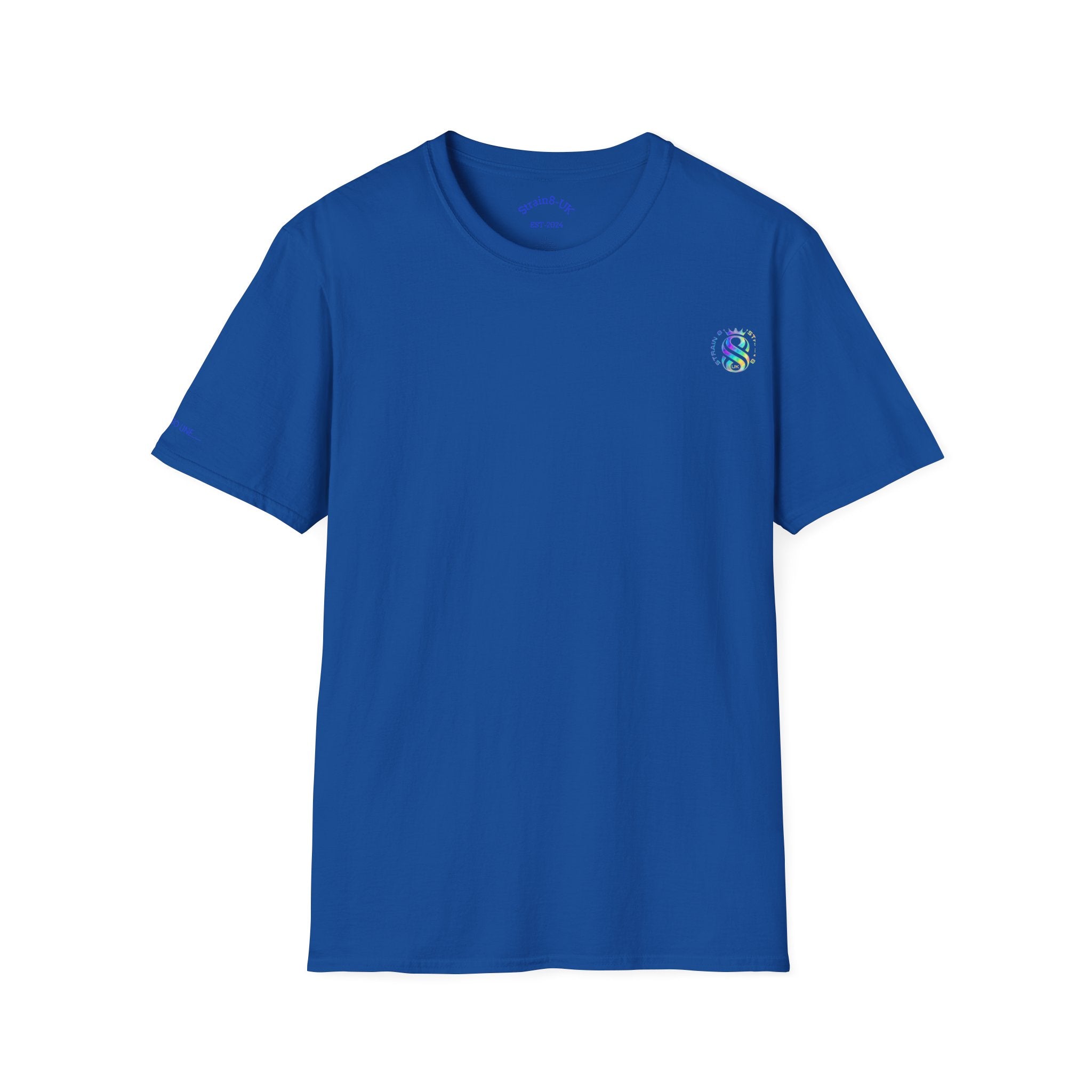 Strain8-UK Logo T-Shirt — Small Embroidered Globe Tee, THE LOGO LINE........