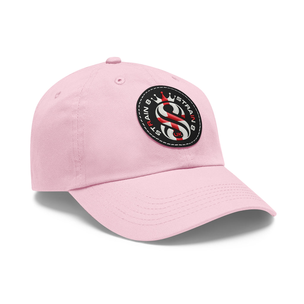 Leather Patch Dad Hat — Round Strain8-UK Cap for Casual Streetwear