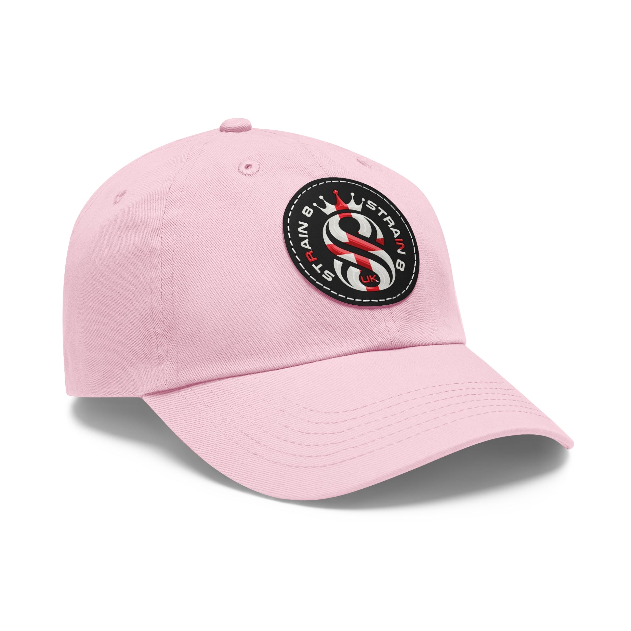 Leather Patch Dad Hat — Round Strain8-UK Cap for Casual Streetwear