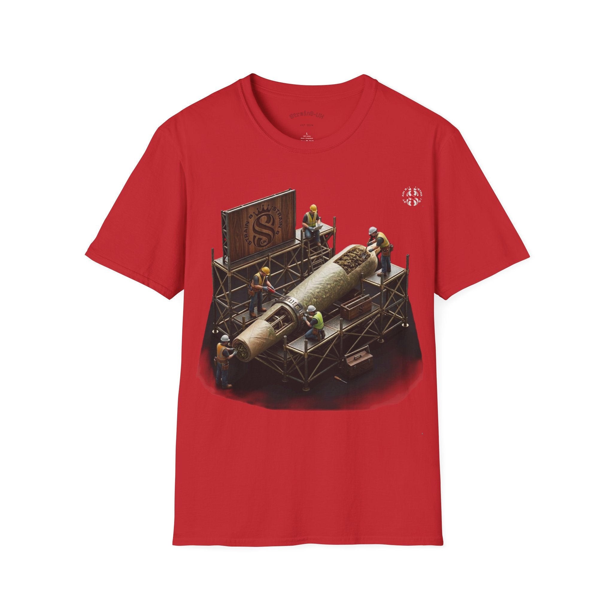 Aerospace Restoration S8-UK Crew T-Shirt — Rocket Repair Workshop Illustration
