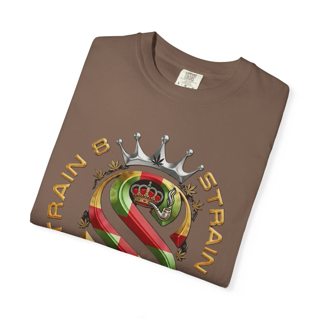 Strain8-UK Crown Logo T-Shirt — St George Cross Mixed With Spanish Flahg-Inspired Graphic Tee