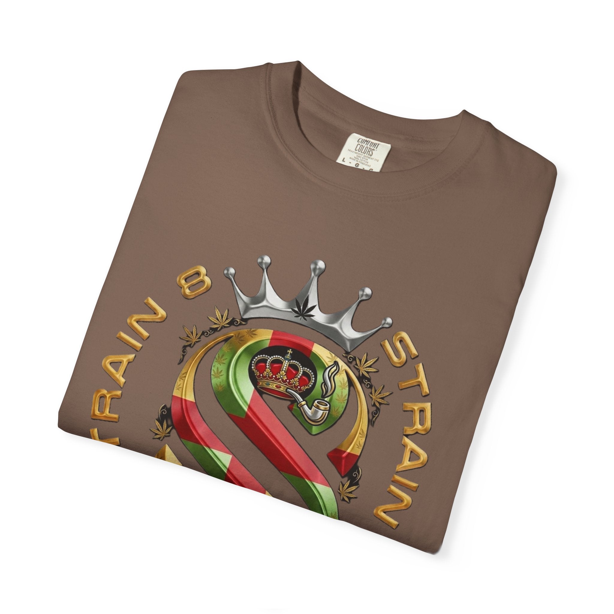 Strain8-UK Crown Logo T-Shirt — St George Cross Mixed With Spanish Flahg-Inspired Graphic Tee