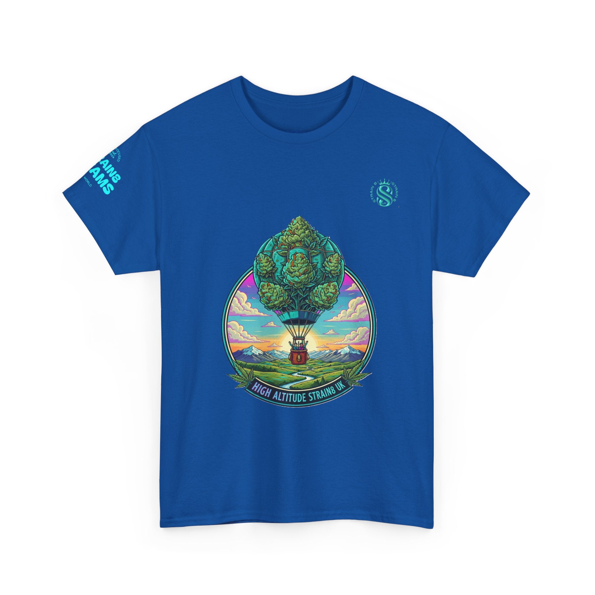 Strain8-UK T-Shirt — "High Altitude Strains" Hot Air Balloon Tree Graphic Tee