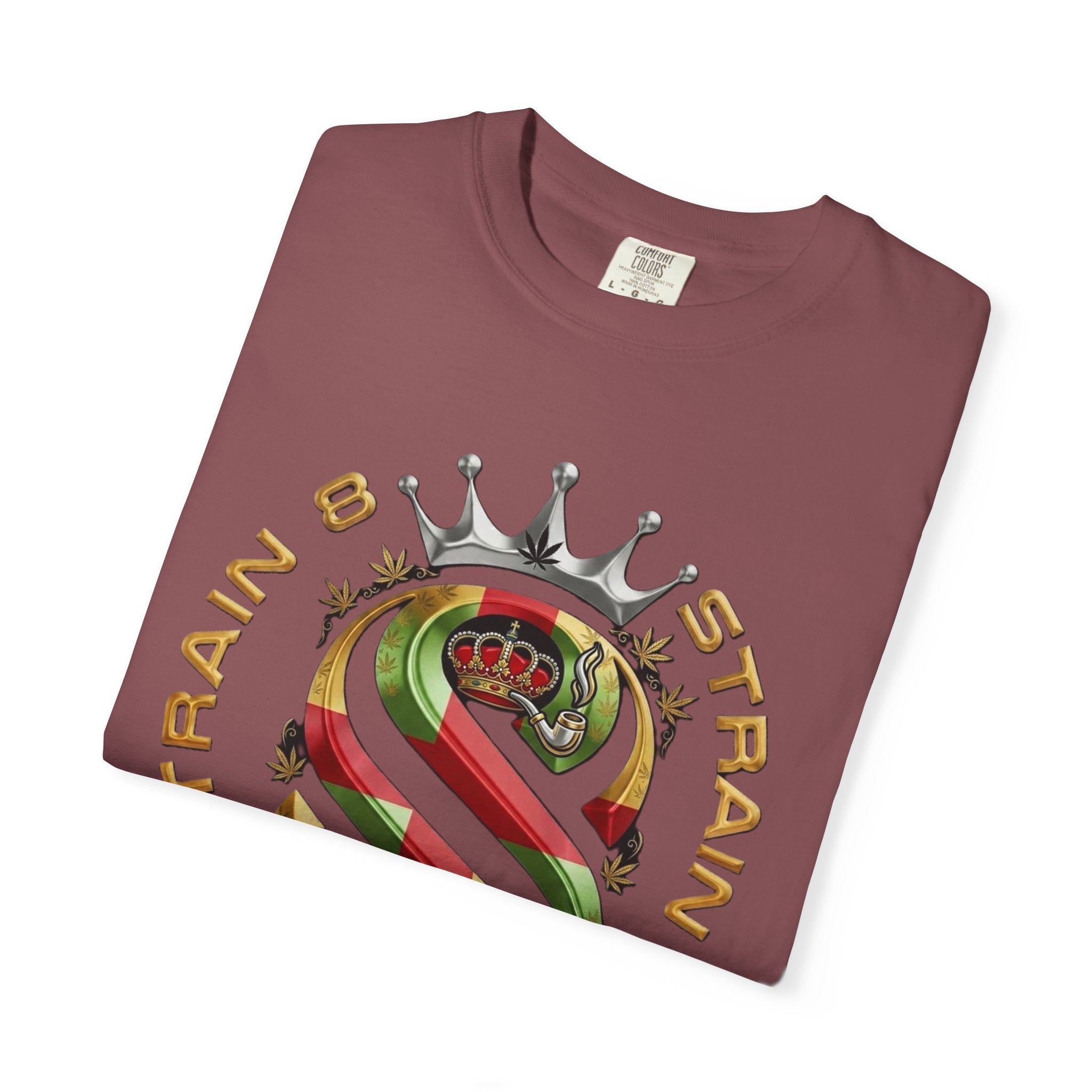 Strain8-UK Crown Logo T-Shirt — St George Cross Mixed With Spanish Flahg-Inspired Graphic Tee