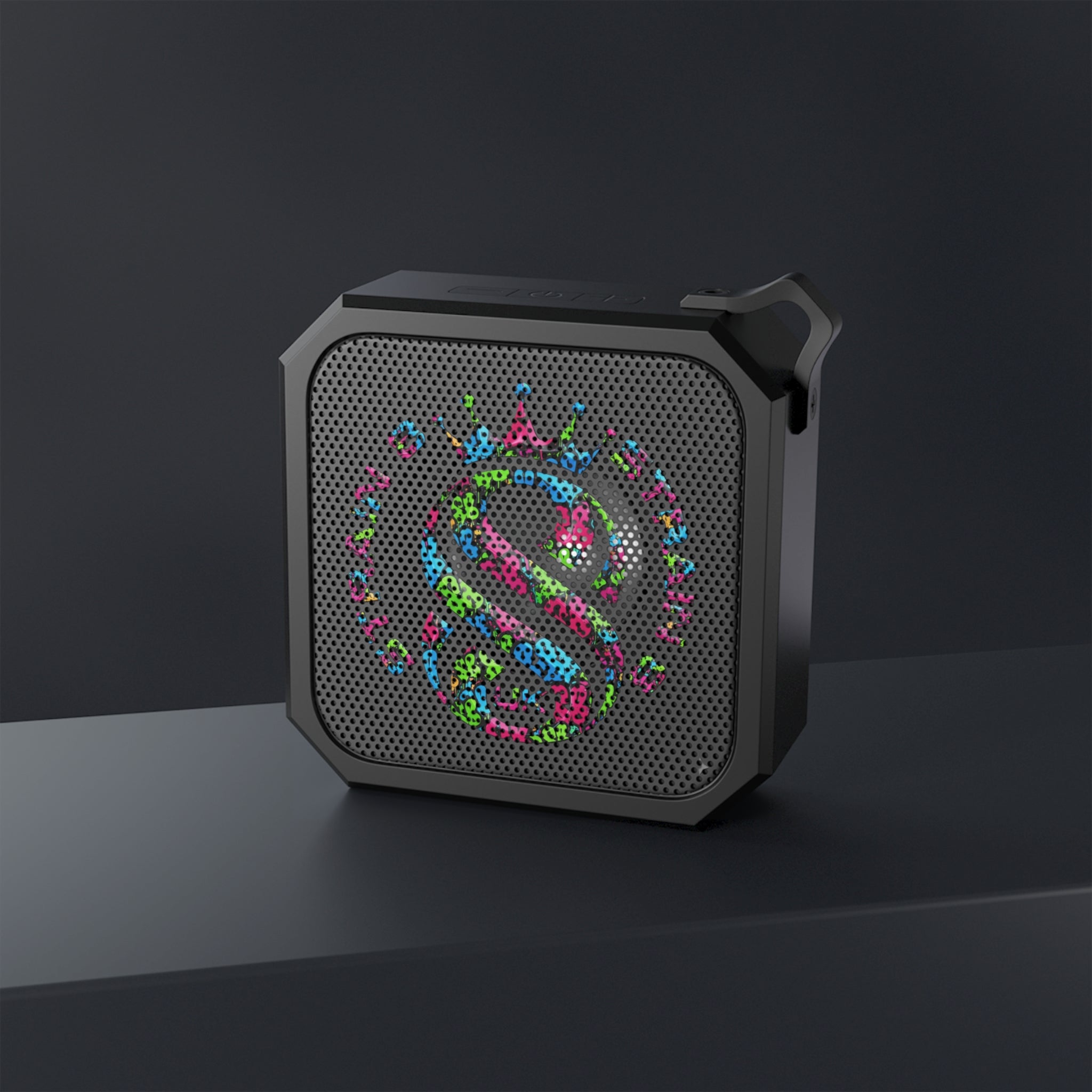 Strain8-uk Logo graffiti Outdoor Bluetooth Speaker — Rugged Portable Blackwater Speaker (Water-Resistant, Carabiner-Ready)