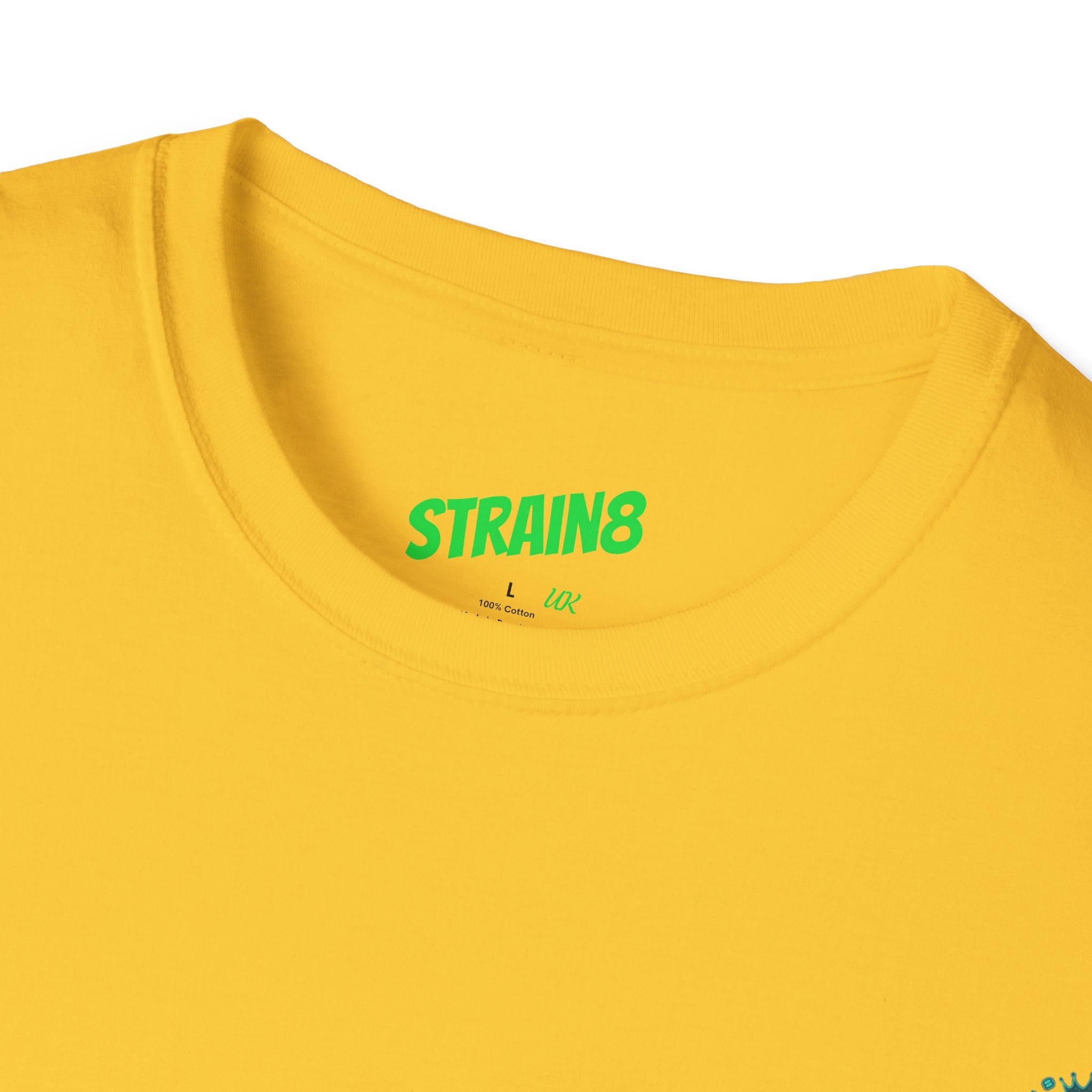 Minimal White T‑Shirt with Small Strain8-UK Chest Emblem — Classic Casual Tee
