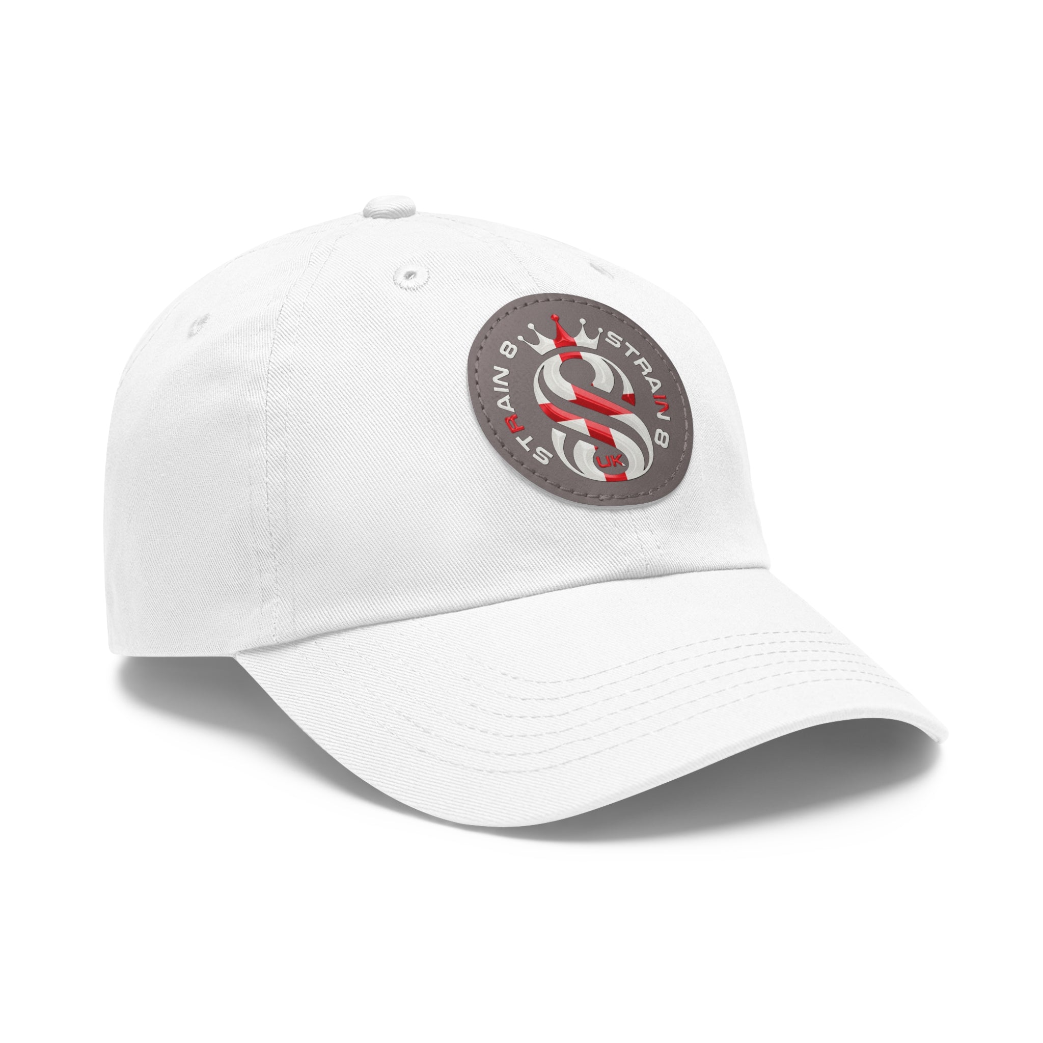Leather Patch Dad Hat — Round Strain8-UK Cap for Casual Streetwear