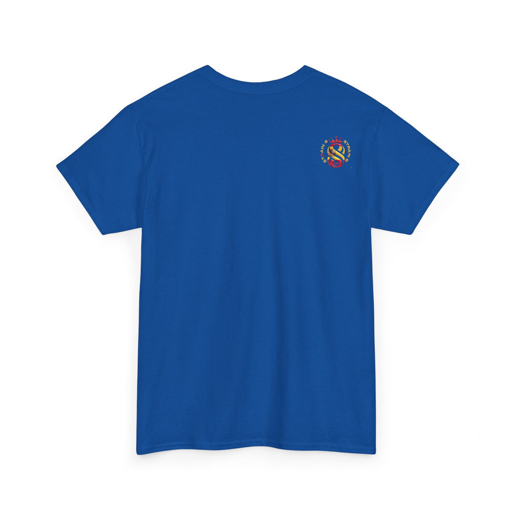 Strain8-UK Dreams 2024 St george cross & spanish flag original logo Tee — Graphic Band Tour Style T‑Shirt
