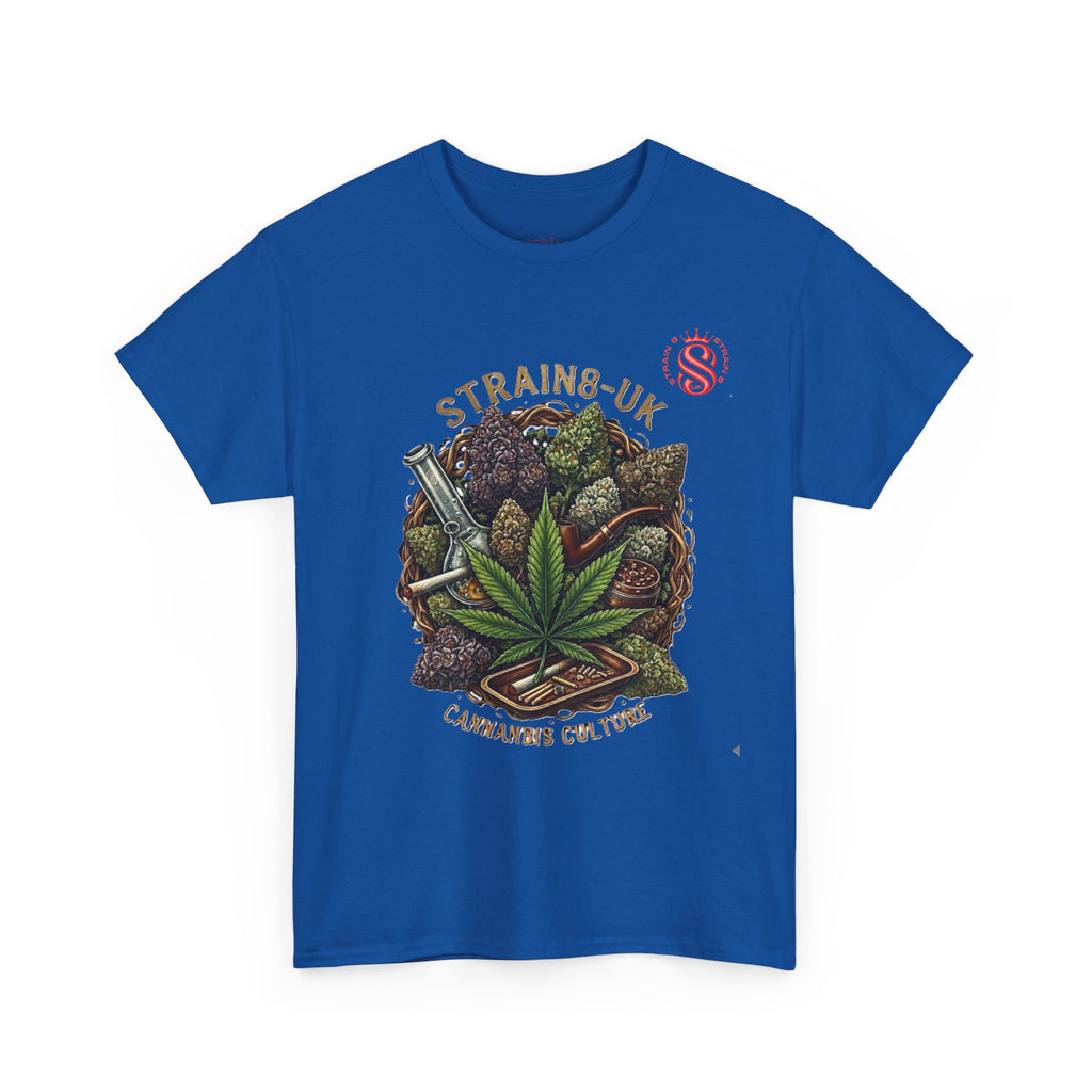 Strain8-UK Cannabis Culture T-Shirt — "Strain8-UK" Vintage Marijuana Leaf Graphic Tee