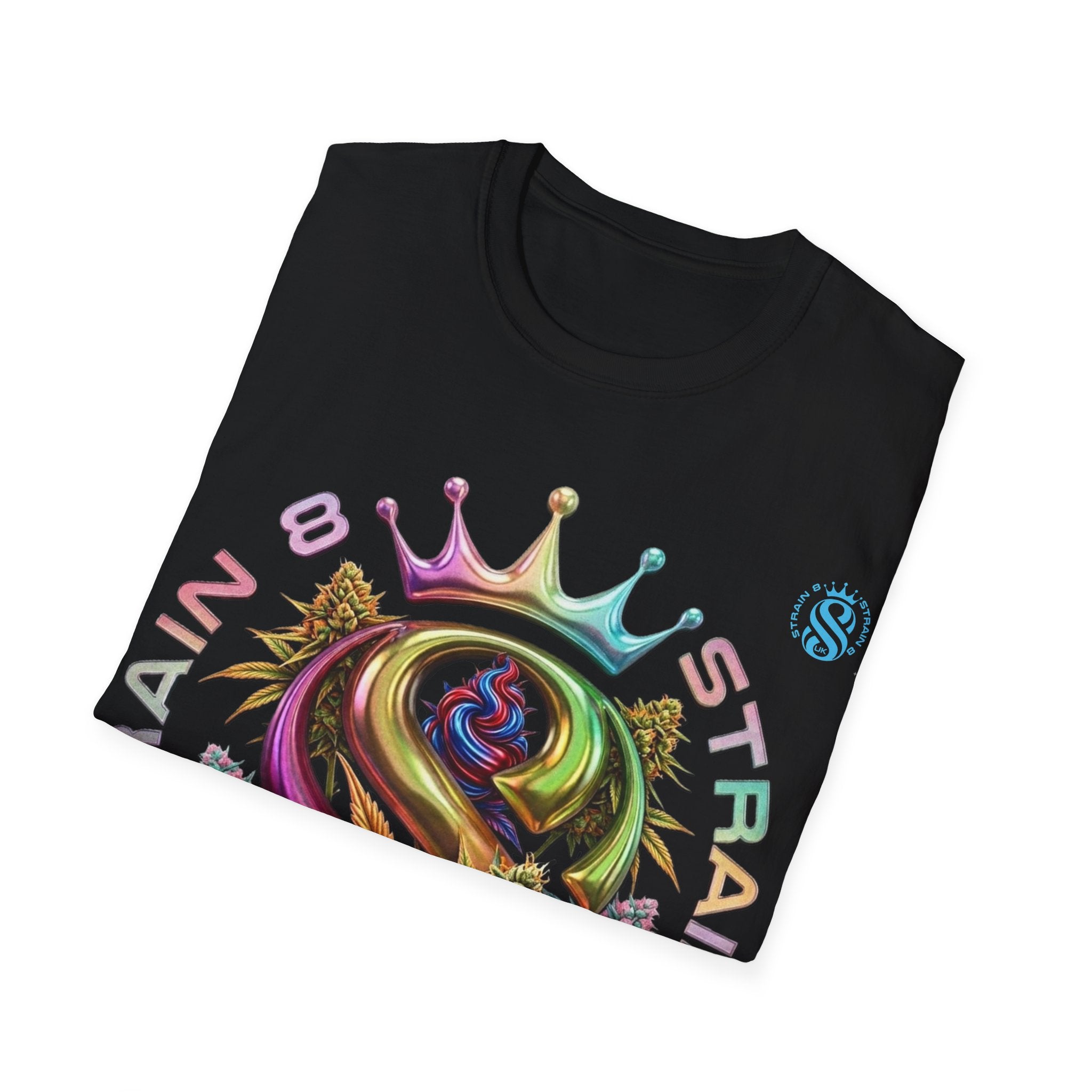 Strain8-UK Logo Crown Graphic T-Shirt — High Grade Cannabis Design