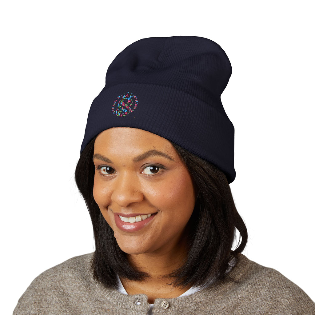 Embroidered Graffiti S8-UK Logo Cuffed Beanie — Cozy Knit Winter Hat