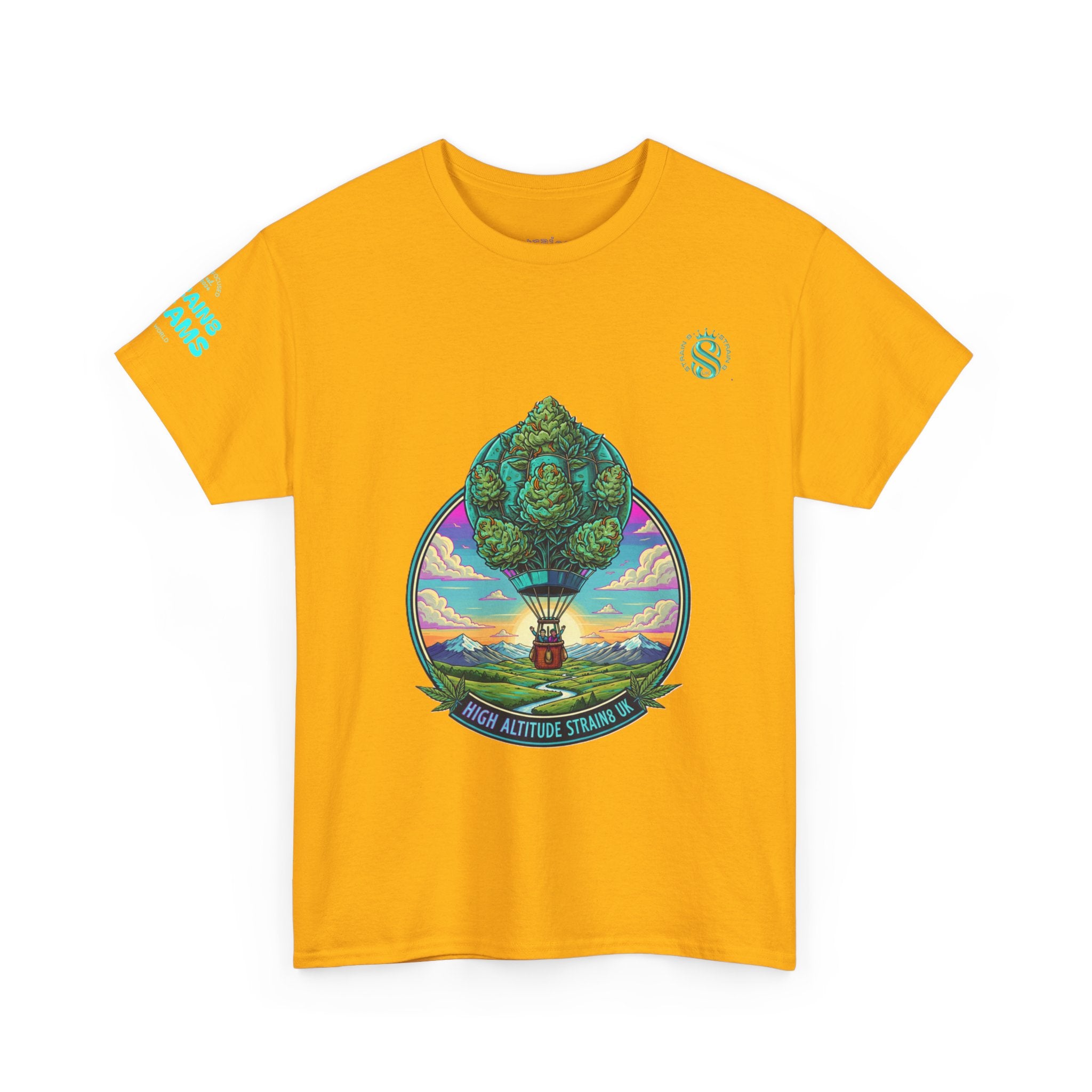 Strain8-UK T-Shirt — "High Altitude Strains" Hot Air Balloon Tree Graphic Tee