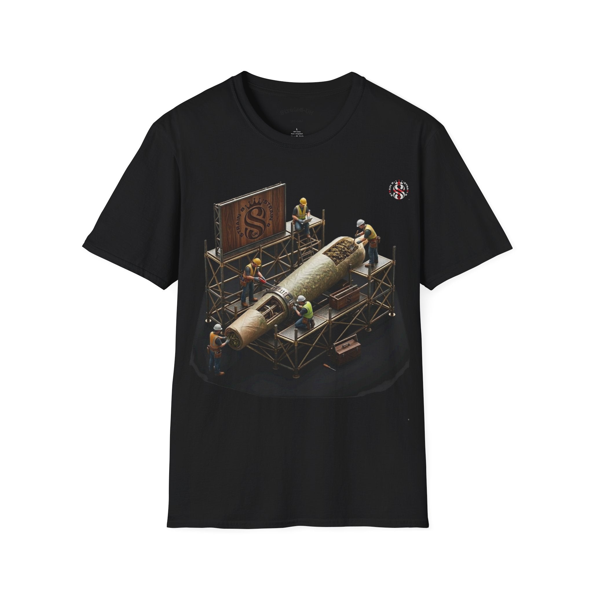 Aerospace Restoration S8-UK Crew T-Shirt — Rocket Repair Workshop Illustration