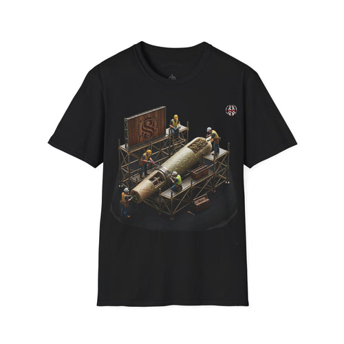 Aerospace Restoration S8-UK Crew T-Shirt — Rocket Repair Workshop Illustration