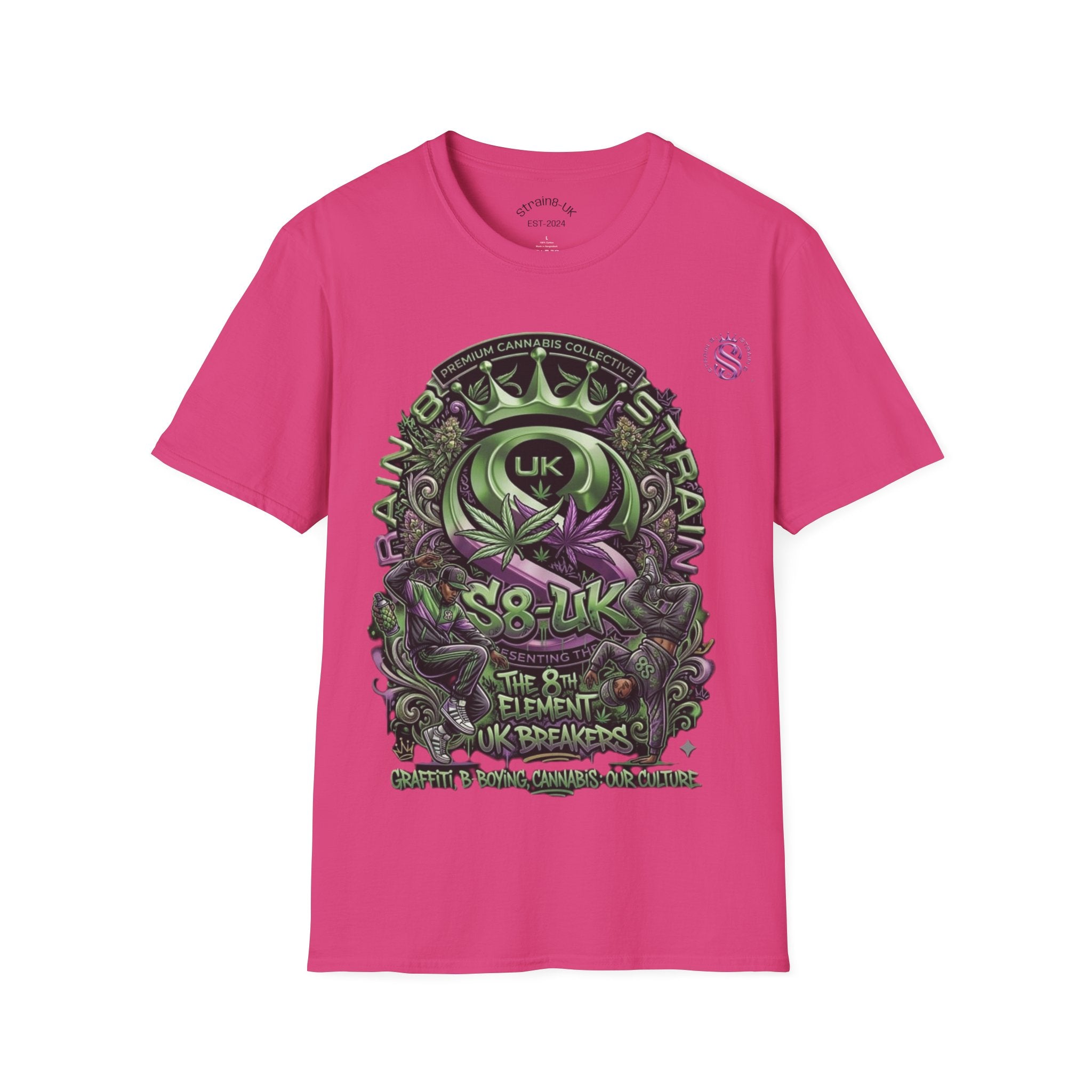 Strain8-UK Graffiti Cannabis/B-Boy Themed '8th Element' Graphic T-Shirt
