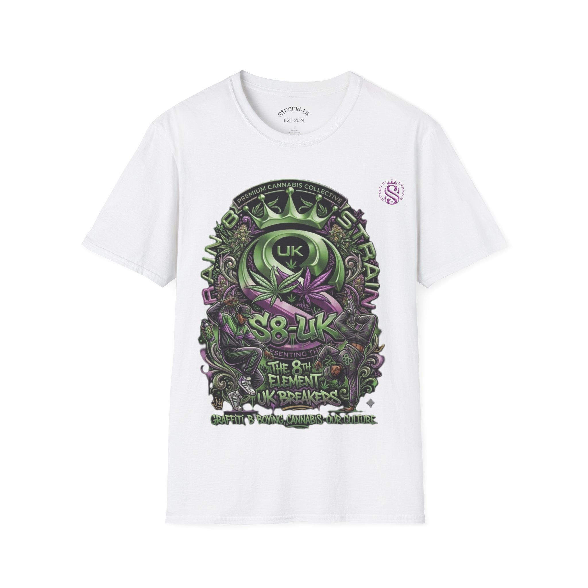 Strain8-UK Graffiti Cannabis/B-Boy Themed '8th Element' Graphic T-Shirt