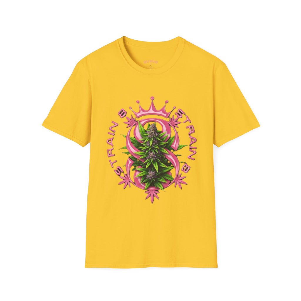 Strain8-UK logo/mixed Cannabis Crown T-Shirt — Train & Treat Floral Weed Graphic Tee