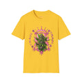 Strain8-UK logo/mixed Cannabis Crown T-Shirt — Train & Treat Floral Weed Graphic Tee