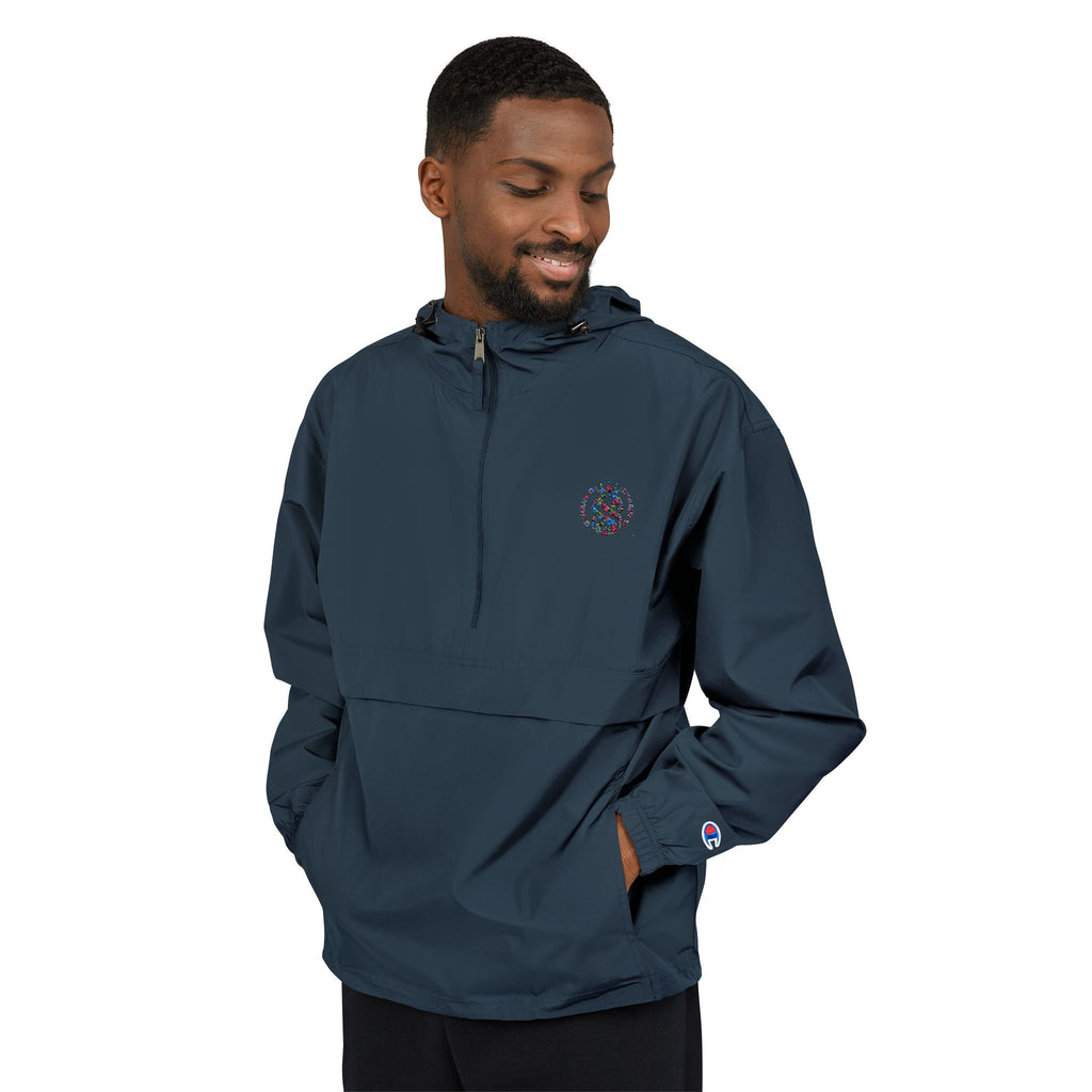 Strain8-uk Packable Orange Anorak Jacket with Script 'S8 Crest