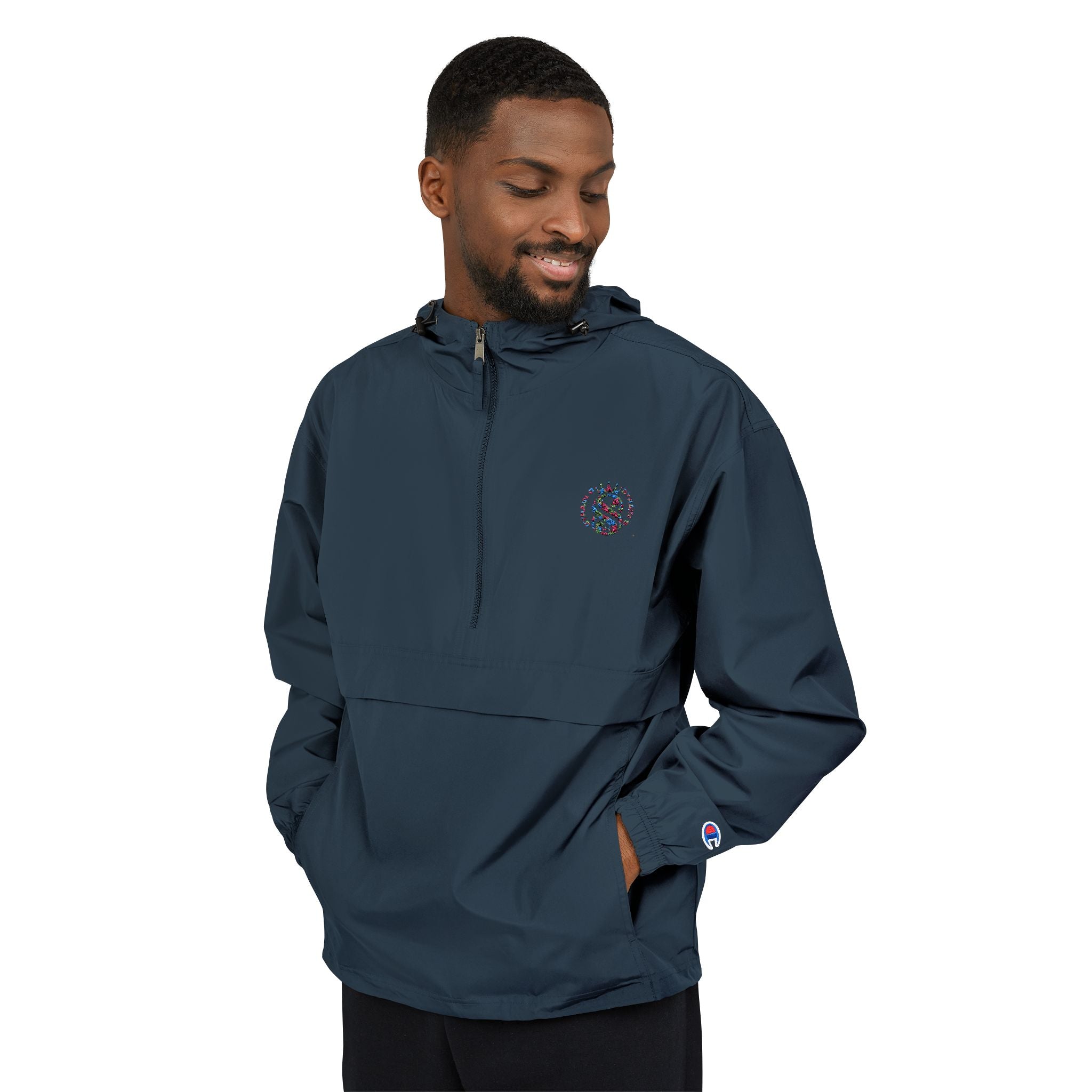 Strain8-uk Packable Orange Anorak Jacket with Script 'S8 Crest