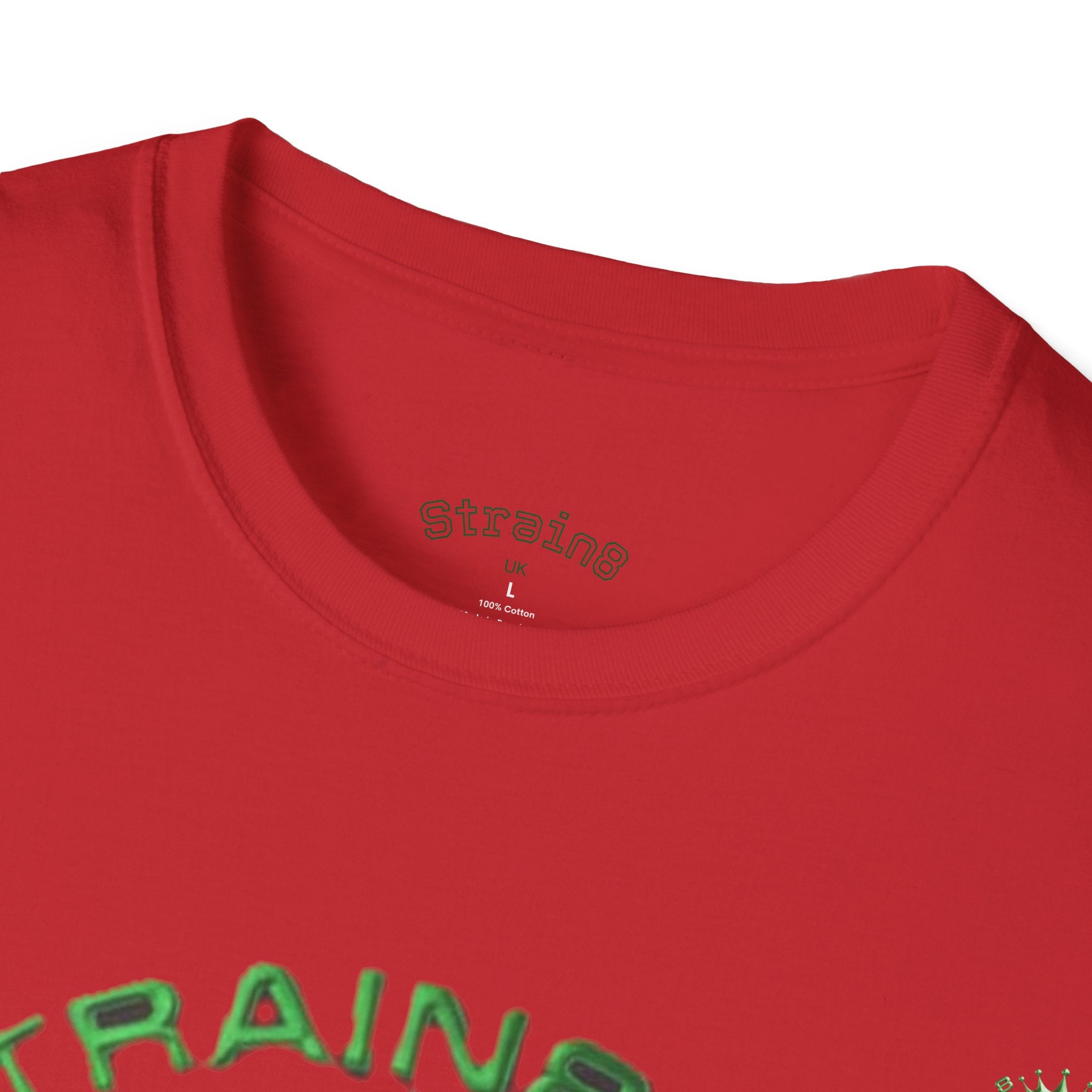 Strain8-UK logo/cannabis T-Shirt — Green Snake Crest 'STRAIN8-UK' Graphic Tee