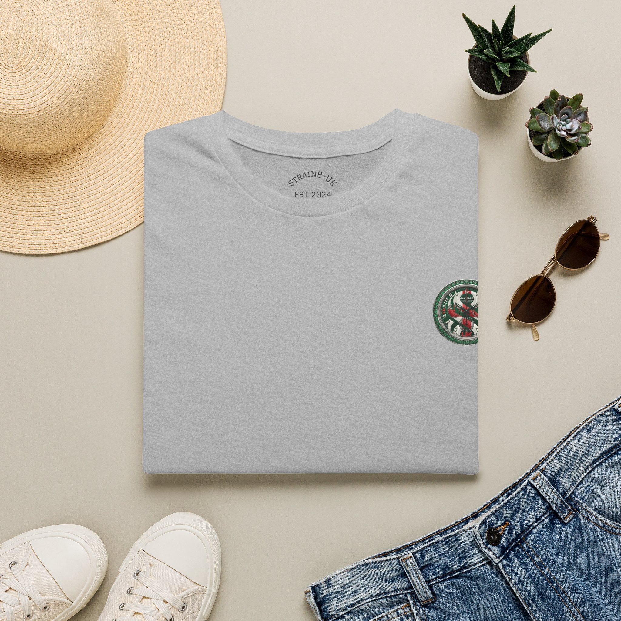 Strain8-UK Watch Face Design T‑Shirt — Nautical Travel Vibes In Emerald Green