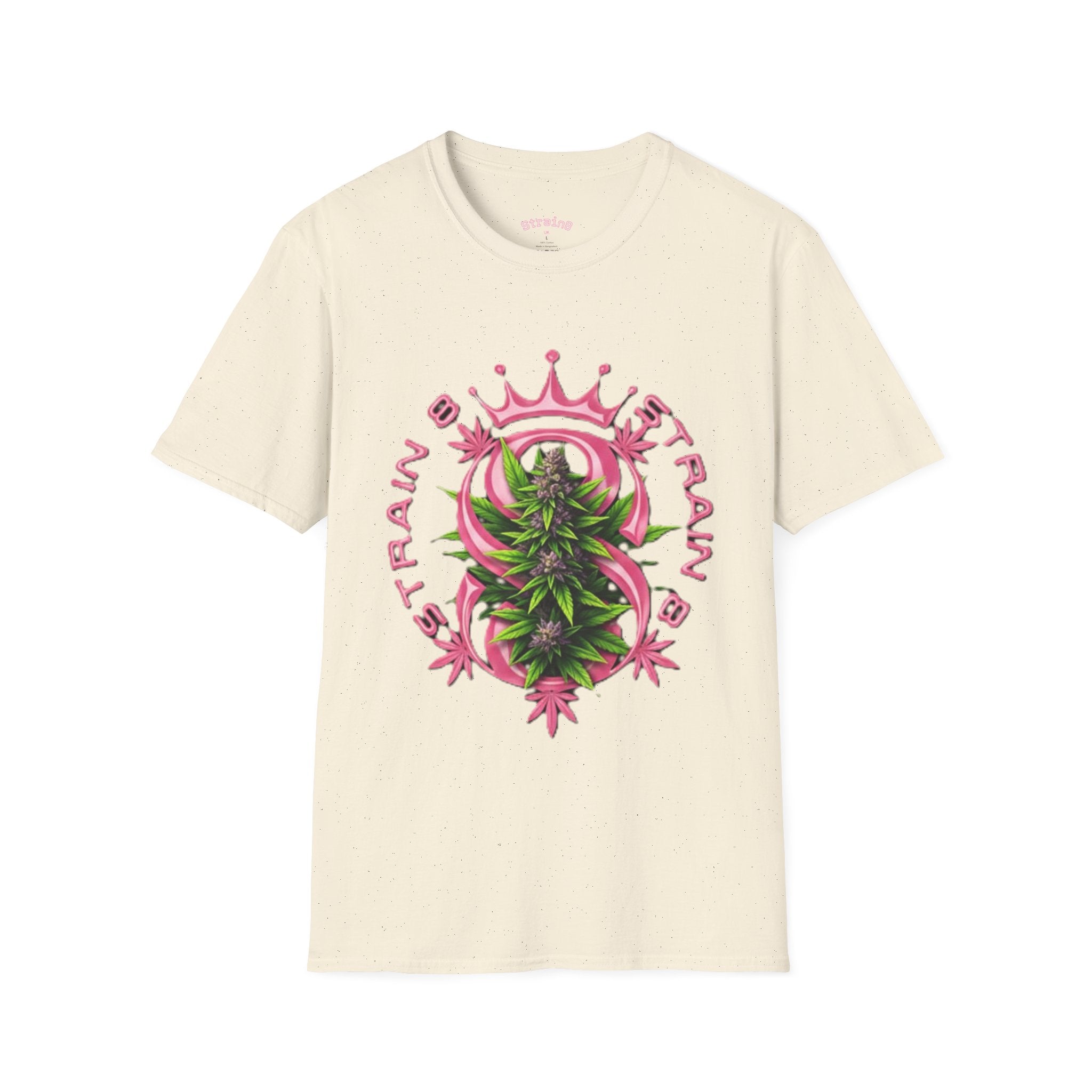 Strain8-UK logo/mixed Cannabis Crown T-Shirt — Train & Treat Floral Weed Graphic Tee