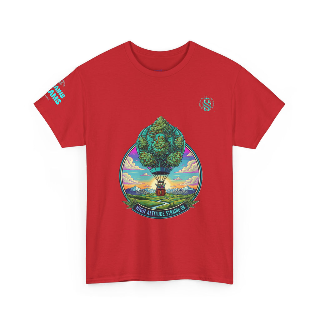 Strain8-UK T-Shirt — "High Altitude Strains" Hot Air Balloon Tree Graphic Tee