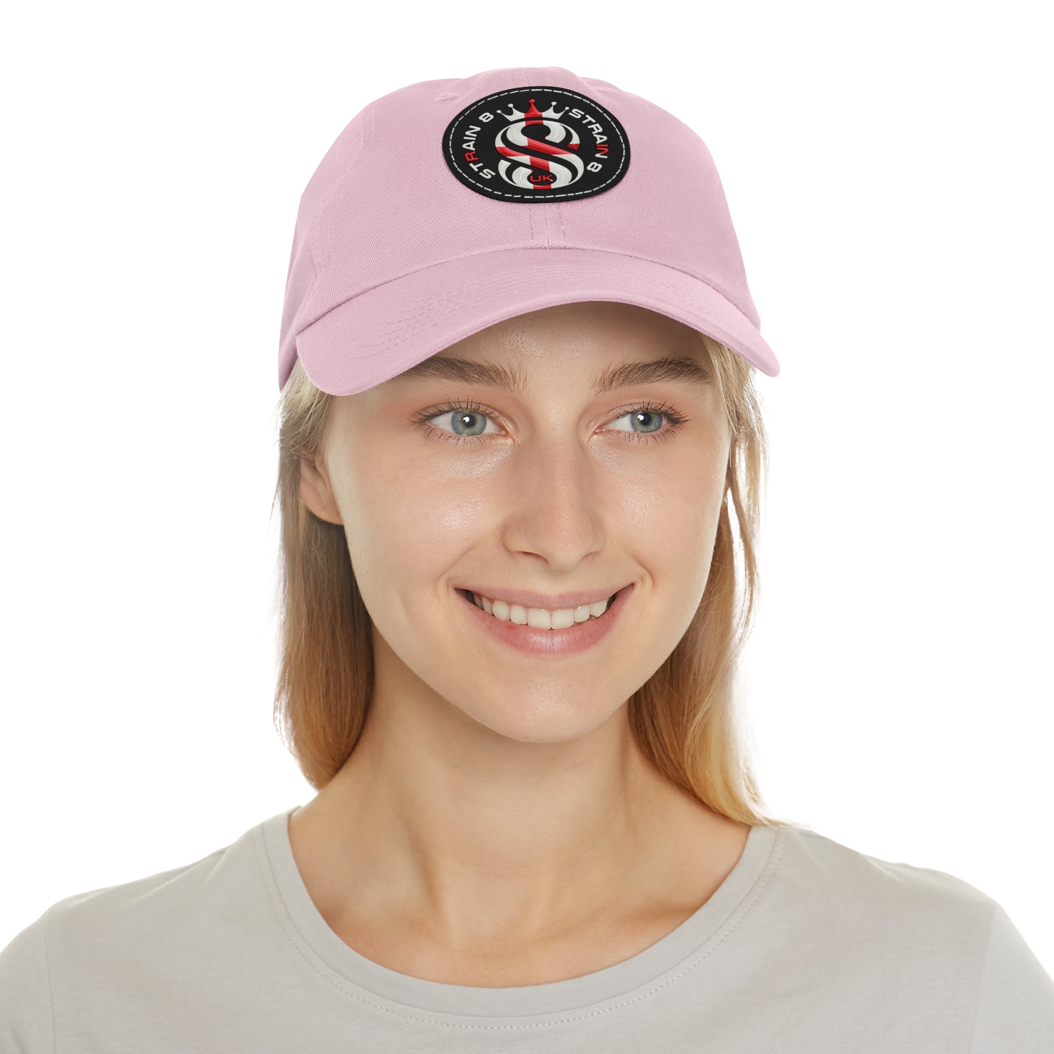 Leather Patch Dad Hat — Round Strain8-UK Cap for Casual Streetwear