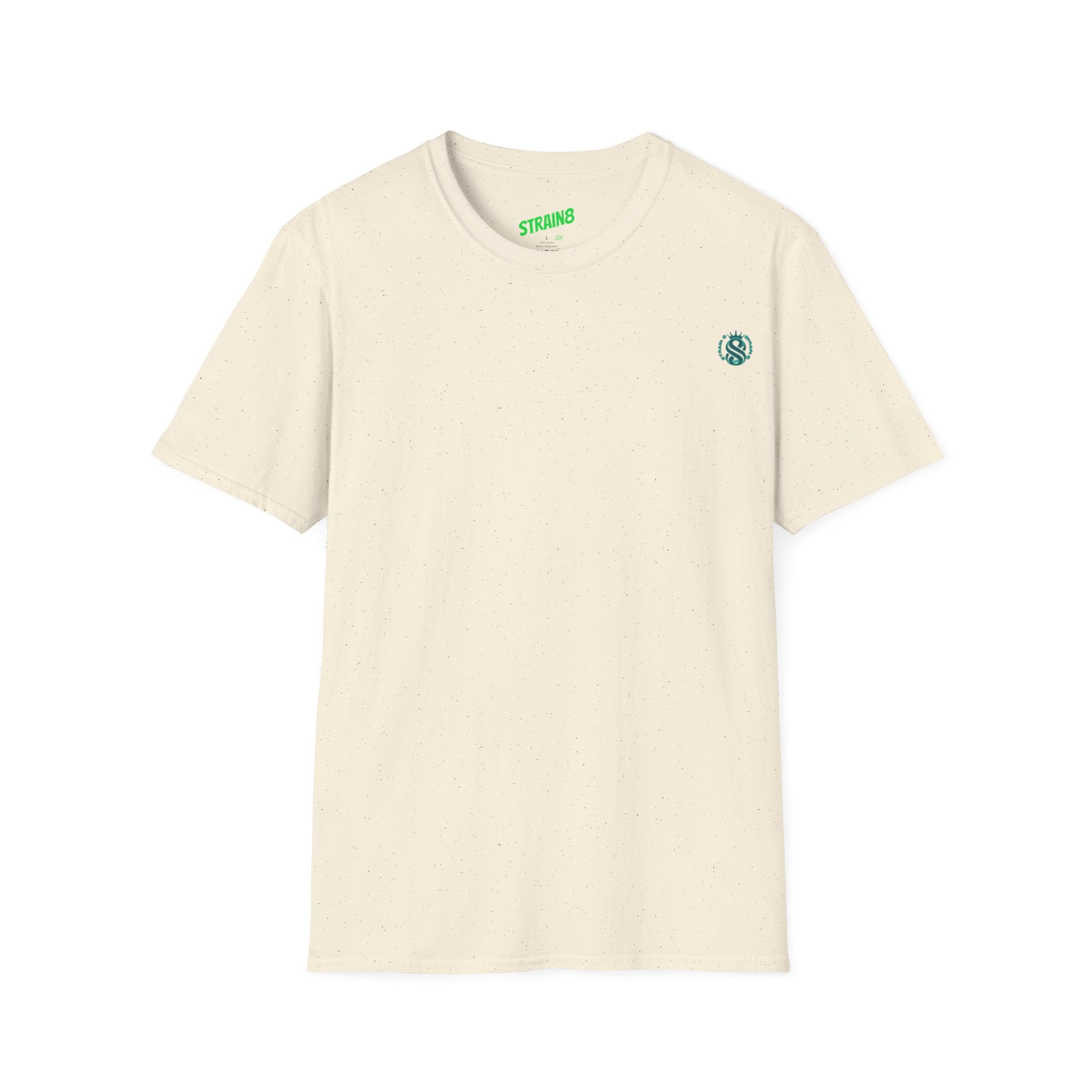 Minimal White T‑Shirt with Small Strain8-UK Chest Emblem — Classic Casual Tee