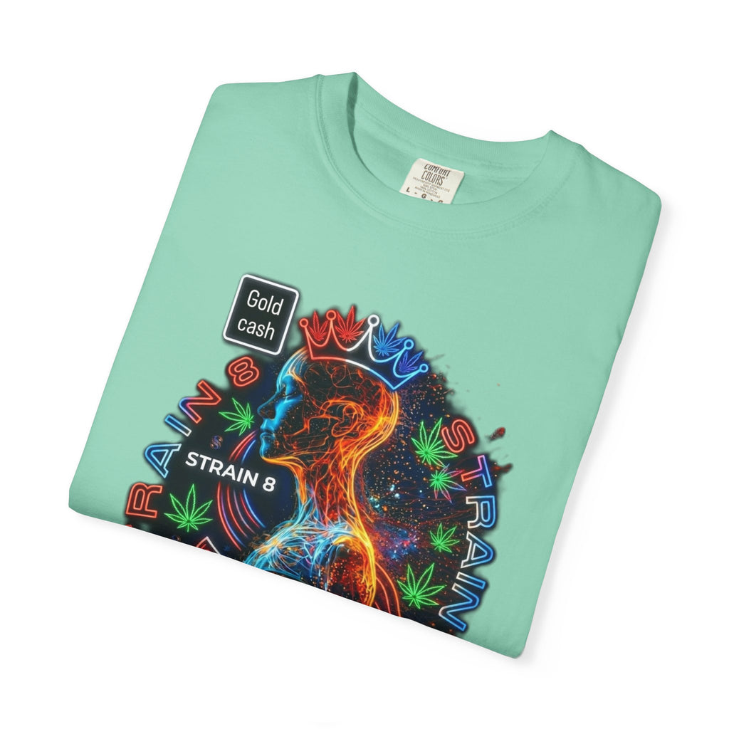 T-Shirt — Psychedelic Crowned Female Energy Glow, Freedom to Grow Graphic Tee (Strain8-UK)