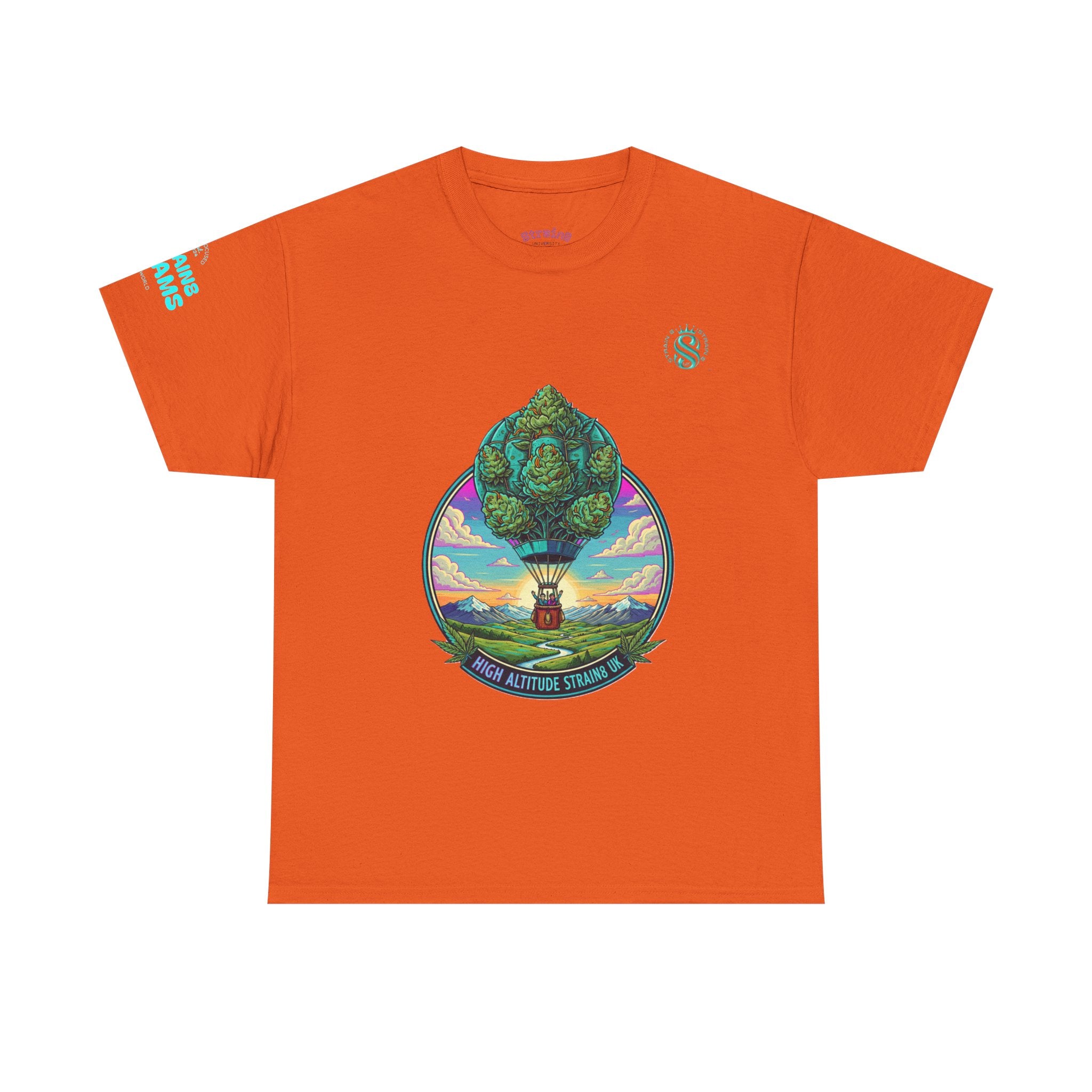 Strain8-UK T-Shirt — "High Altitude Strains" Hot Air Balloon Tree Graphic Tee