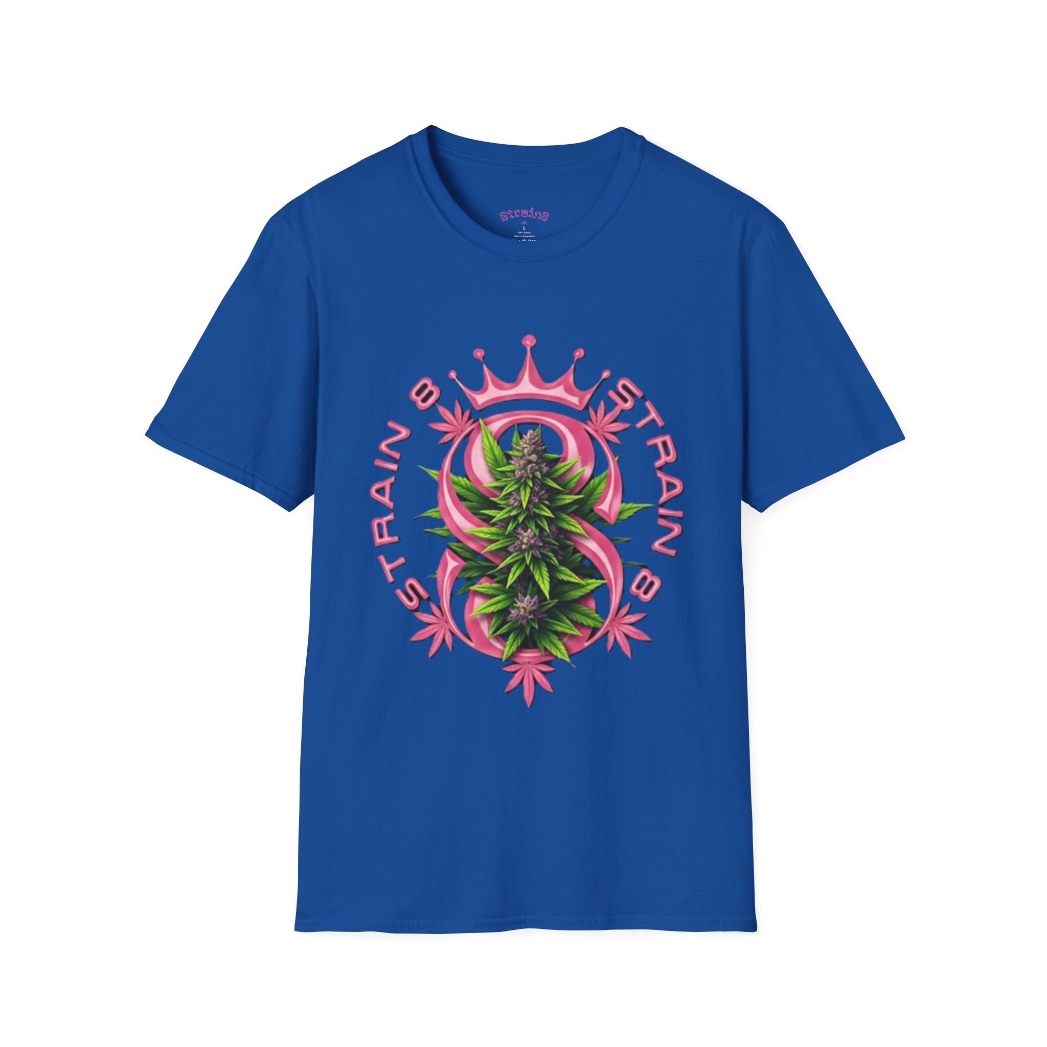 Strain8-UK logo/mixed Cannabis Crown T-Shirt — Train & Treat Floral Weed Graphic Tee