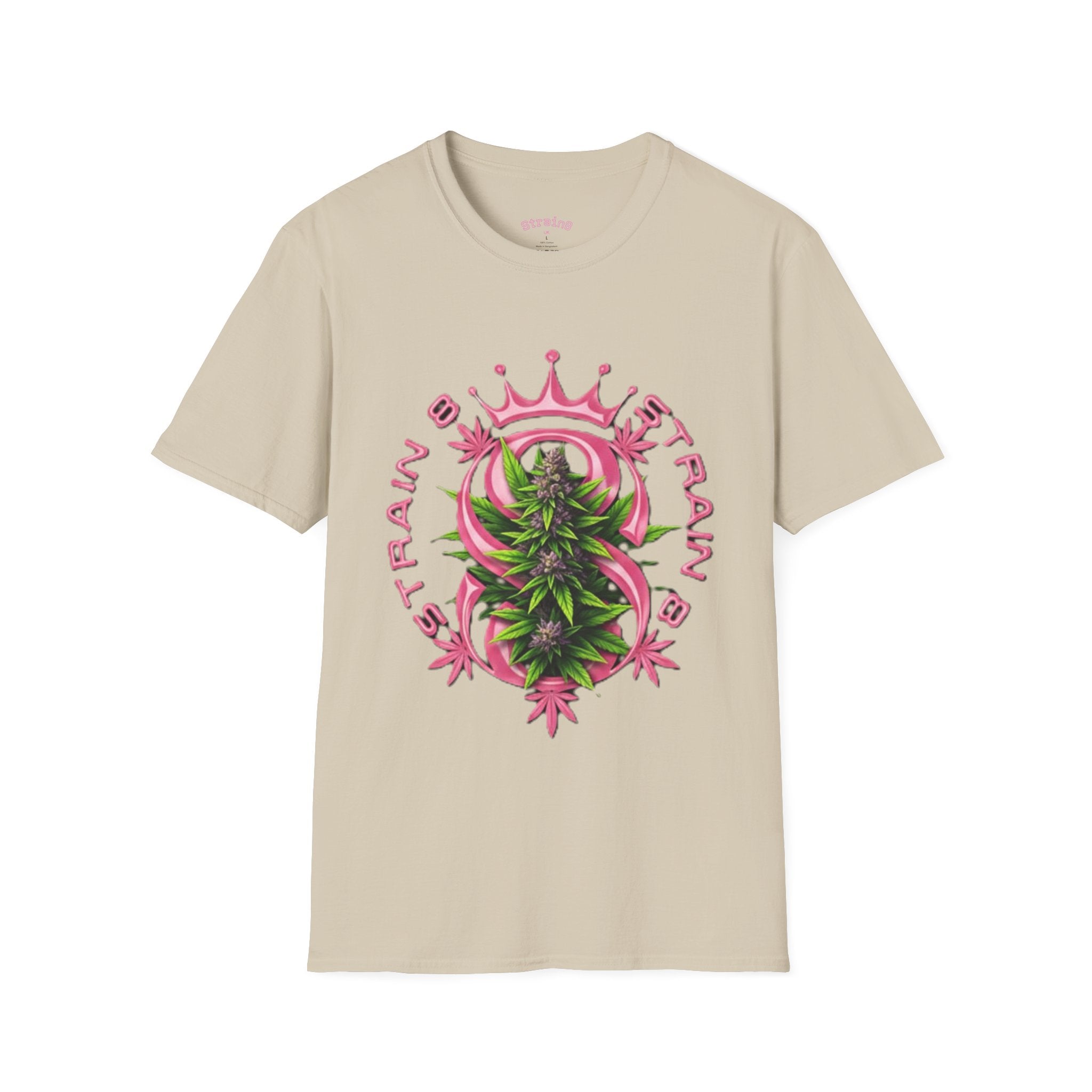 Strain8-UK logo/mixed Cannabis Crown T-Shirt — Train & Treat Floral Weed Graphic Tee