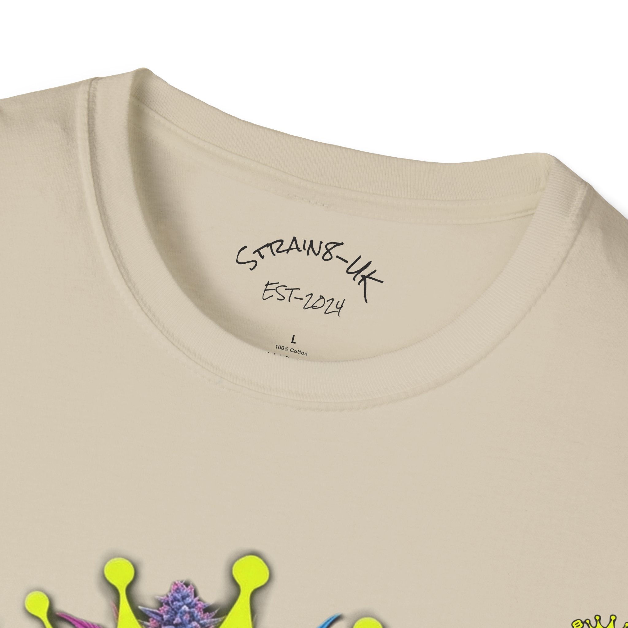 Strain8-UK  T-Shirt — 'Strain8-UK' Crown Cannabis Design with flower T shirt