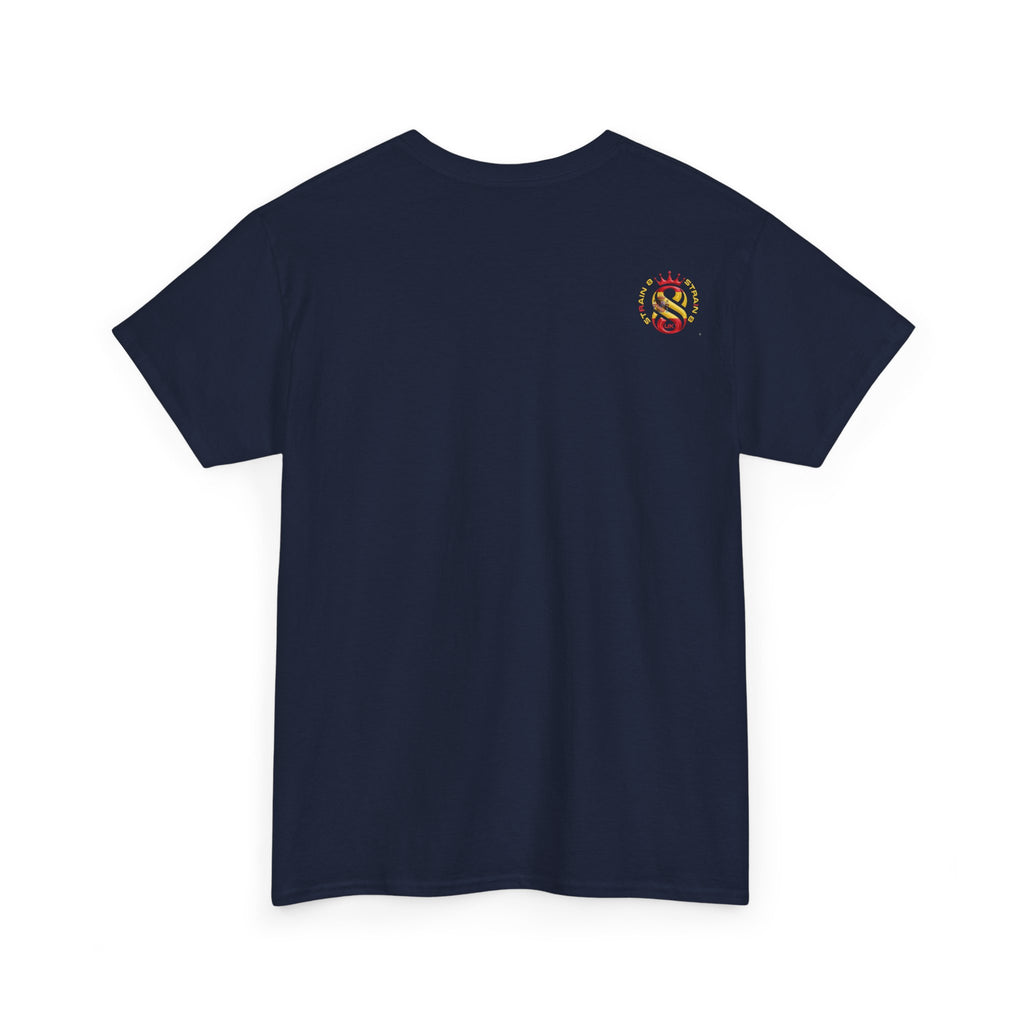 Strain8-UK Dreams 2024 St george cross & spanish flag original logo Tee — Graphic Band Tour Style T‑Shirt
