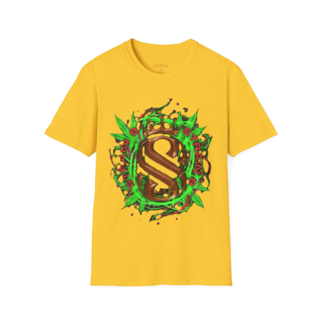 Strain8-UK Chocolate Brown Monogram T‑Shirt — Green Vines Rustic Letter S8 Graphic Tee
