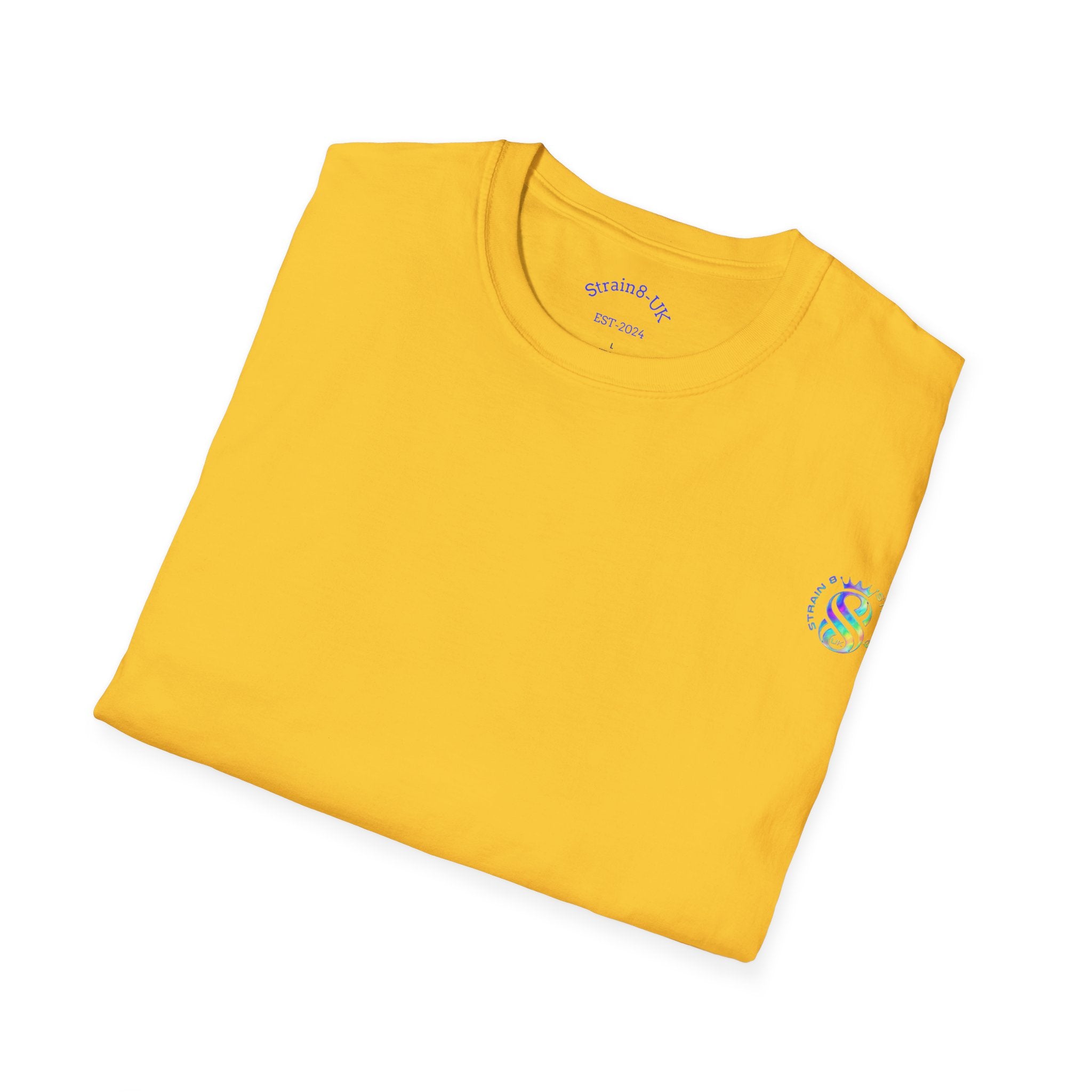 Strain8-UK Logo T-Shirt — Small Embroidered Globe Tee, THE LOGO LINE........
