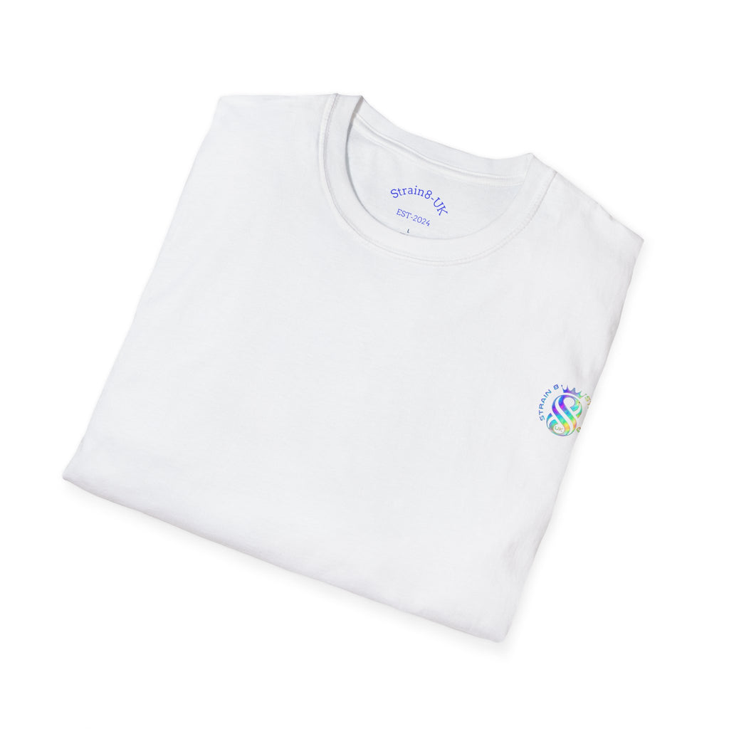 Strain8-UK Logo T-Shirt — Small Embroidered Globe Tee, THE LOGO LINE........