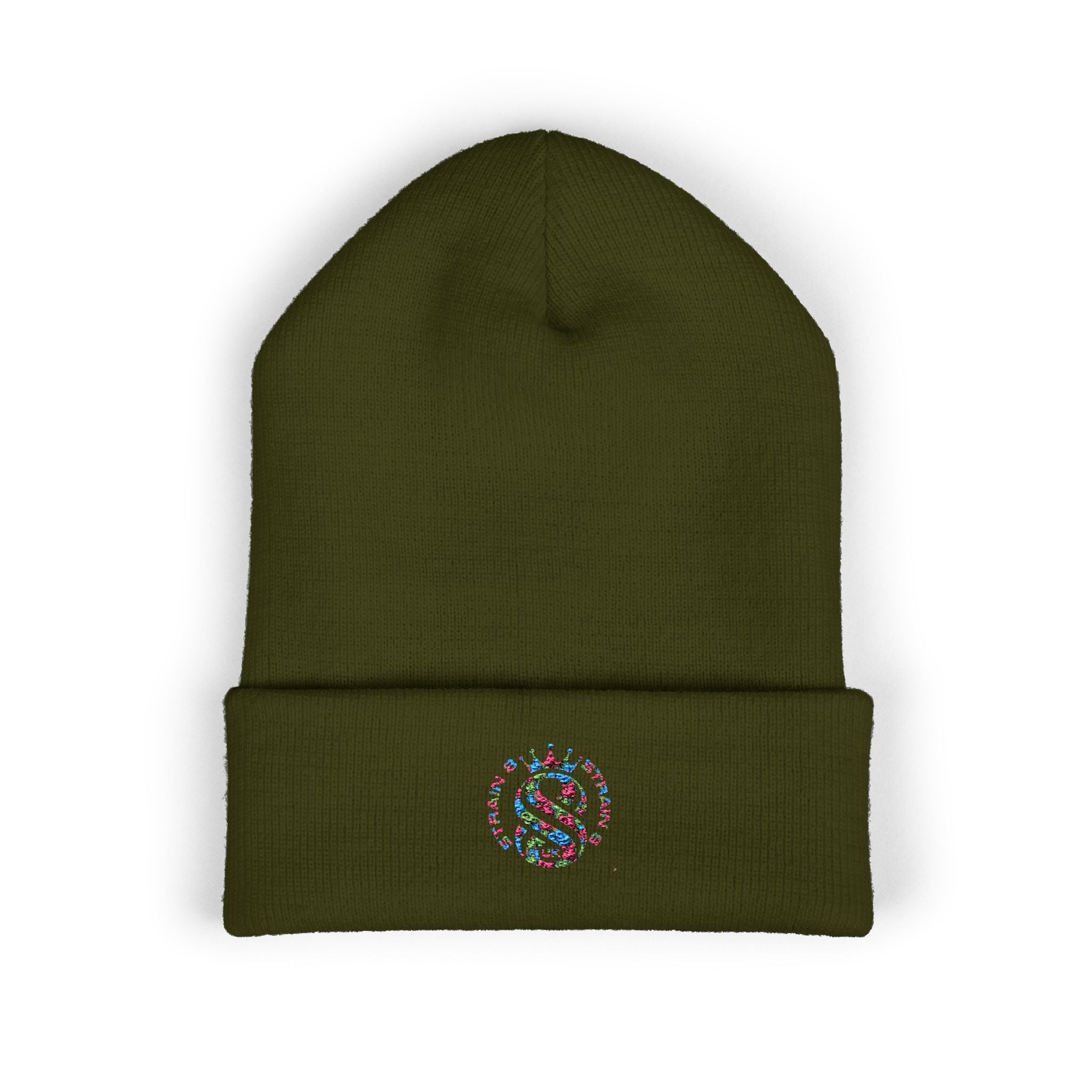 Embroidered Graffiti S8-UK Logo Cuffed Beanie — Cozy Knit Winter Hat