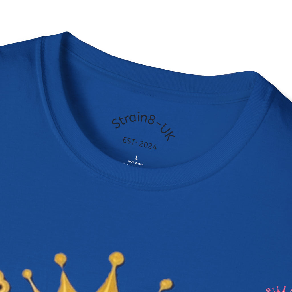 Strain8-UK Crowned Purple Floral & Original Logo T-Shirt — Strain8-UK Graphic Tee