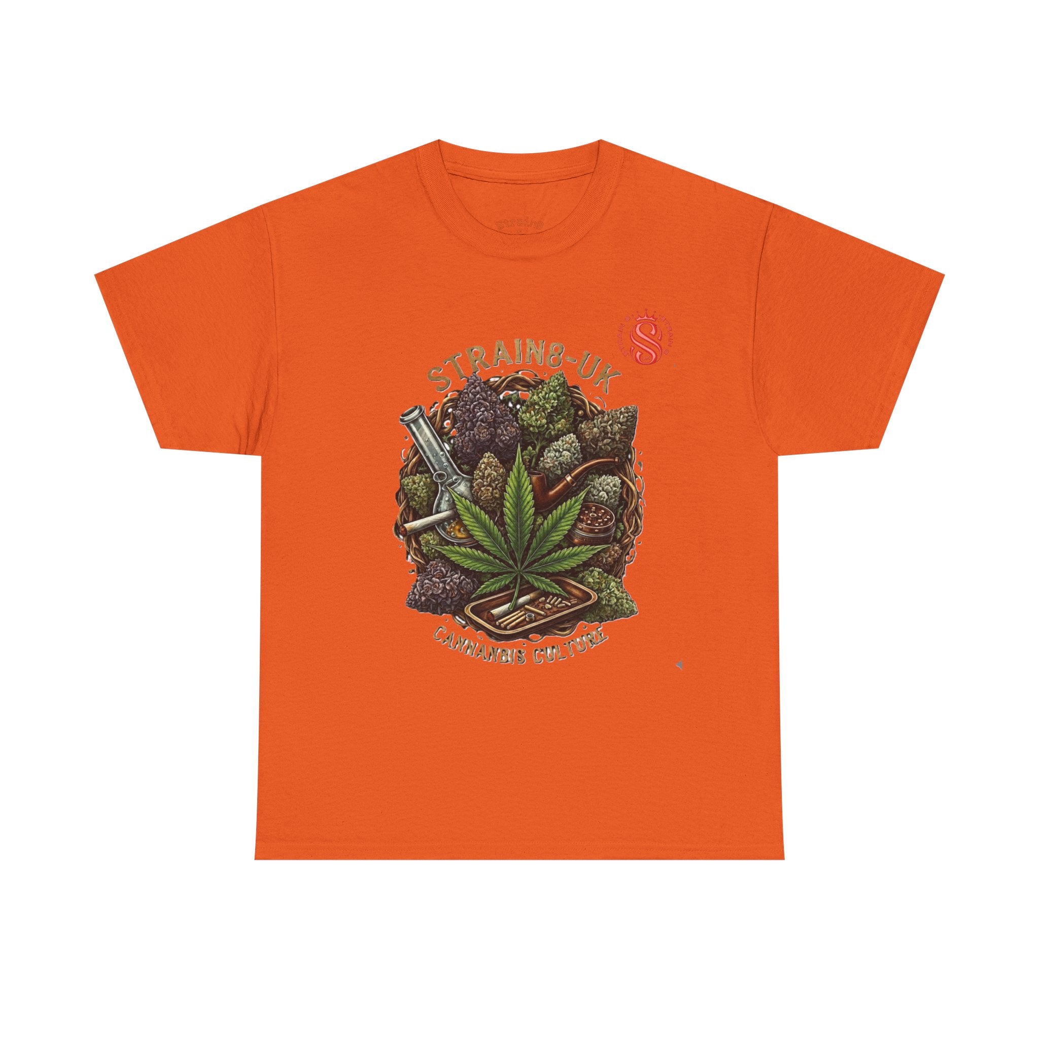 Strain8-UK Cannabis Culture T-Shirt — "Strain8-UK" Vintage Marijuana Leaf Graphic Tee