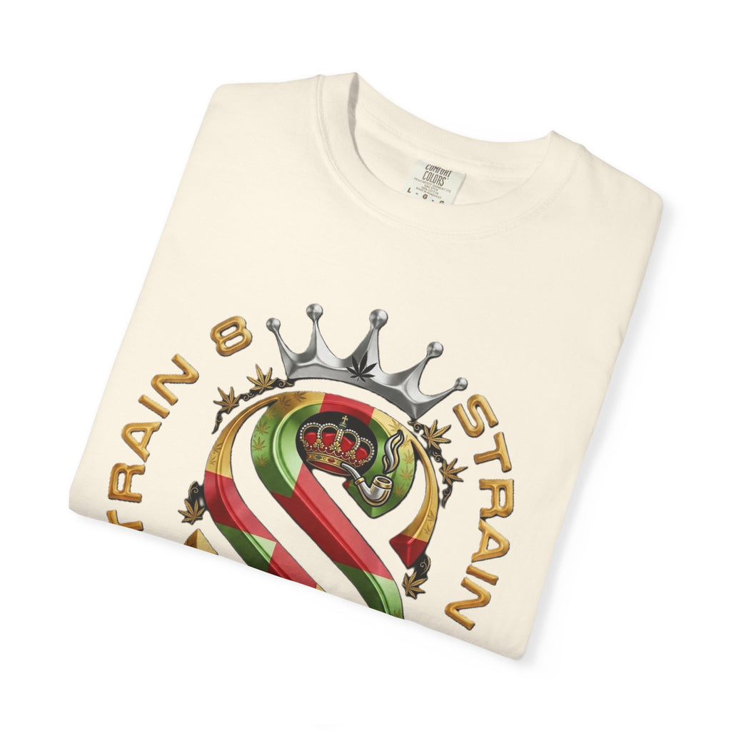 Strain8-UK Crown Logo T-Shirt — St George Cross Mixed With Spanish Flahg-Inspired Graphic Tee