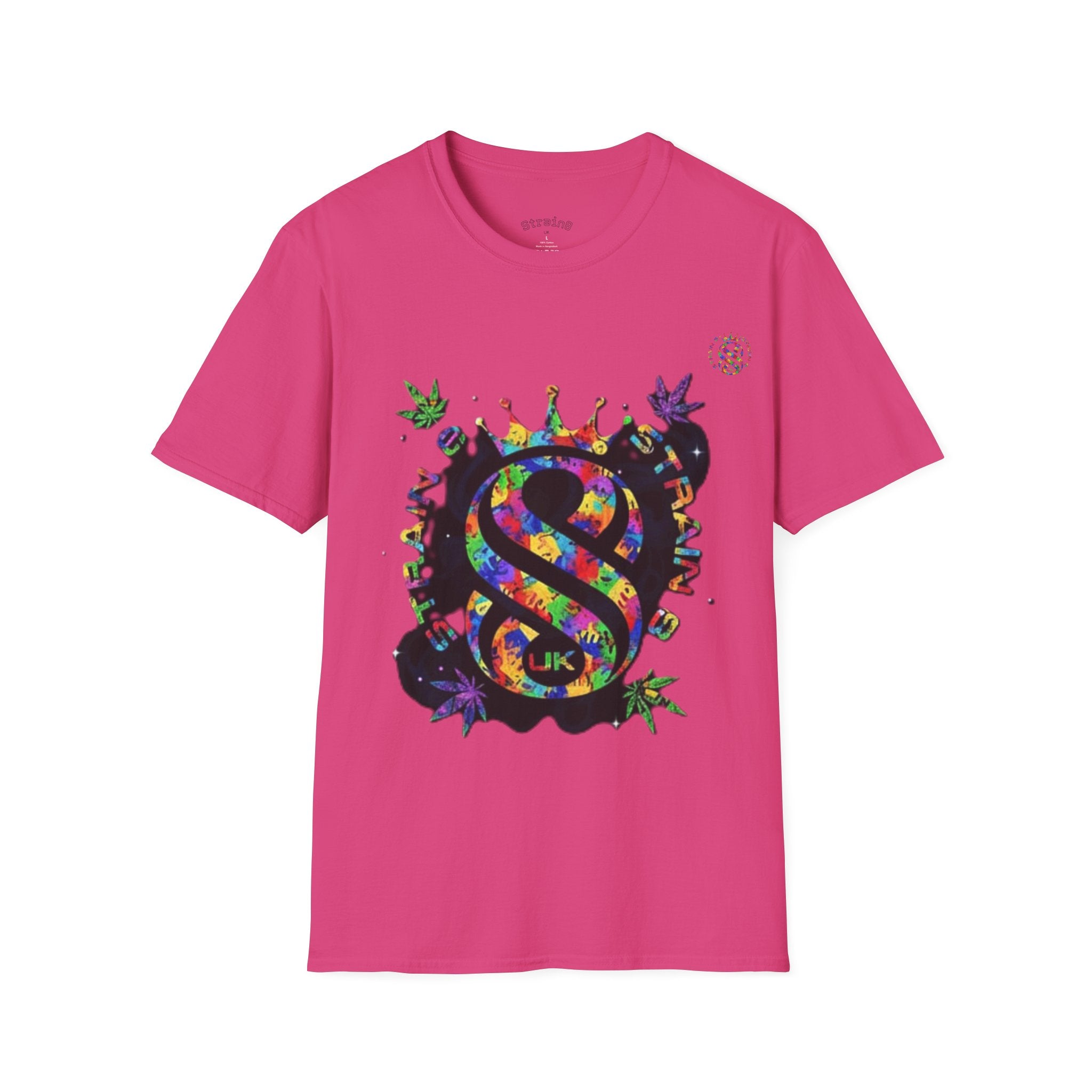 Strain8-UK Psychedelic Crown S8 Logo T-Shirt — Colorful Abstract Graphic Tee