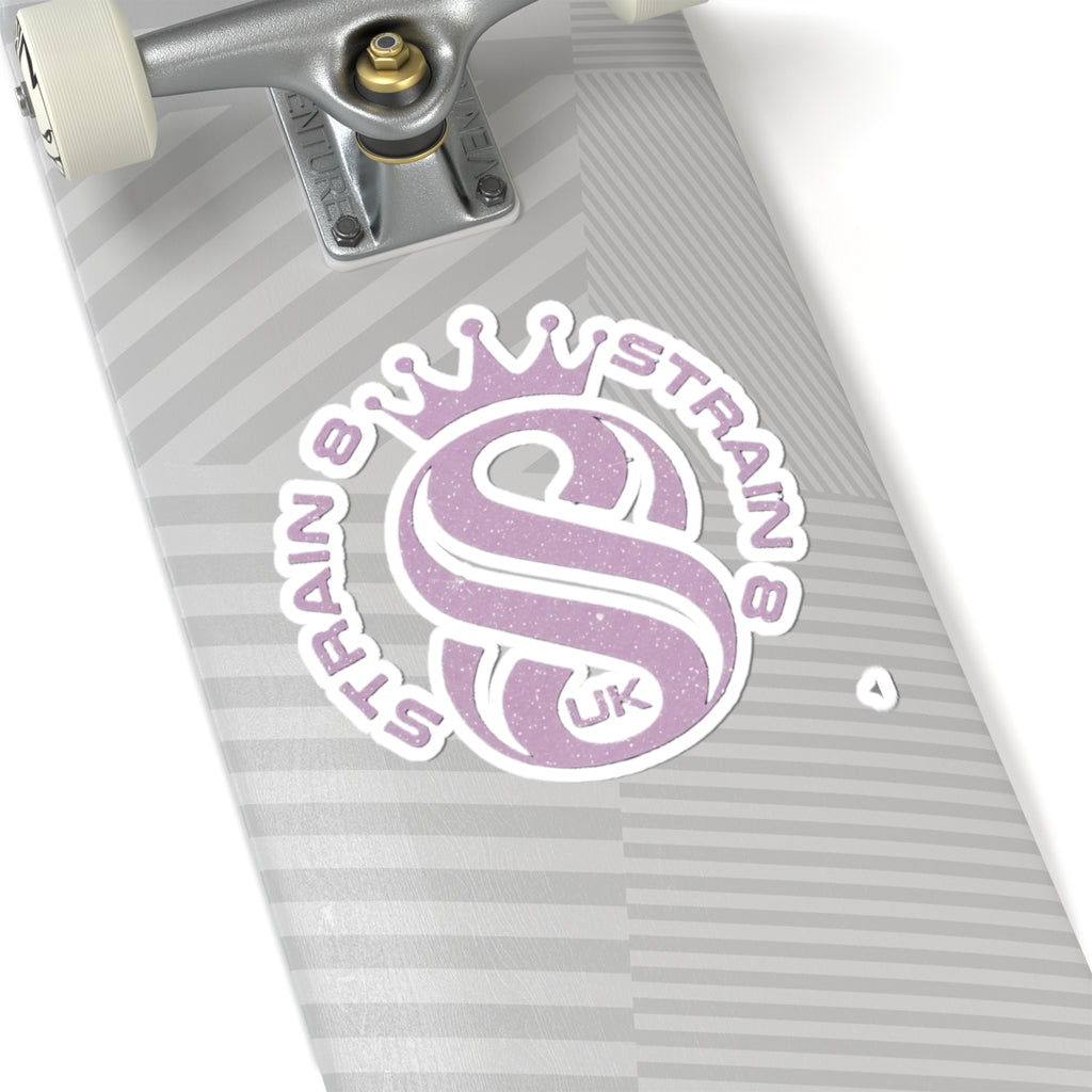 Strain8-UK S8 Crown Kiss-Cut Sticker — Glitter Lilac Logo Sticker