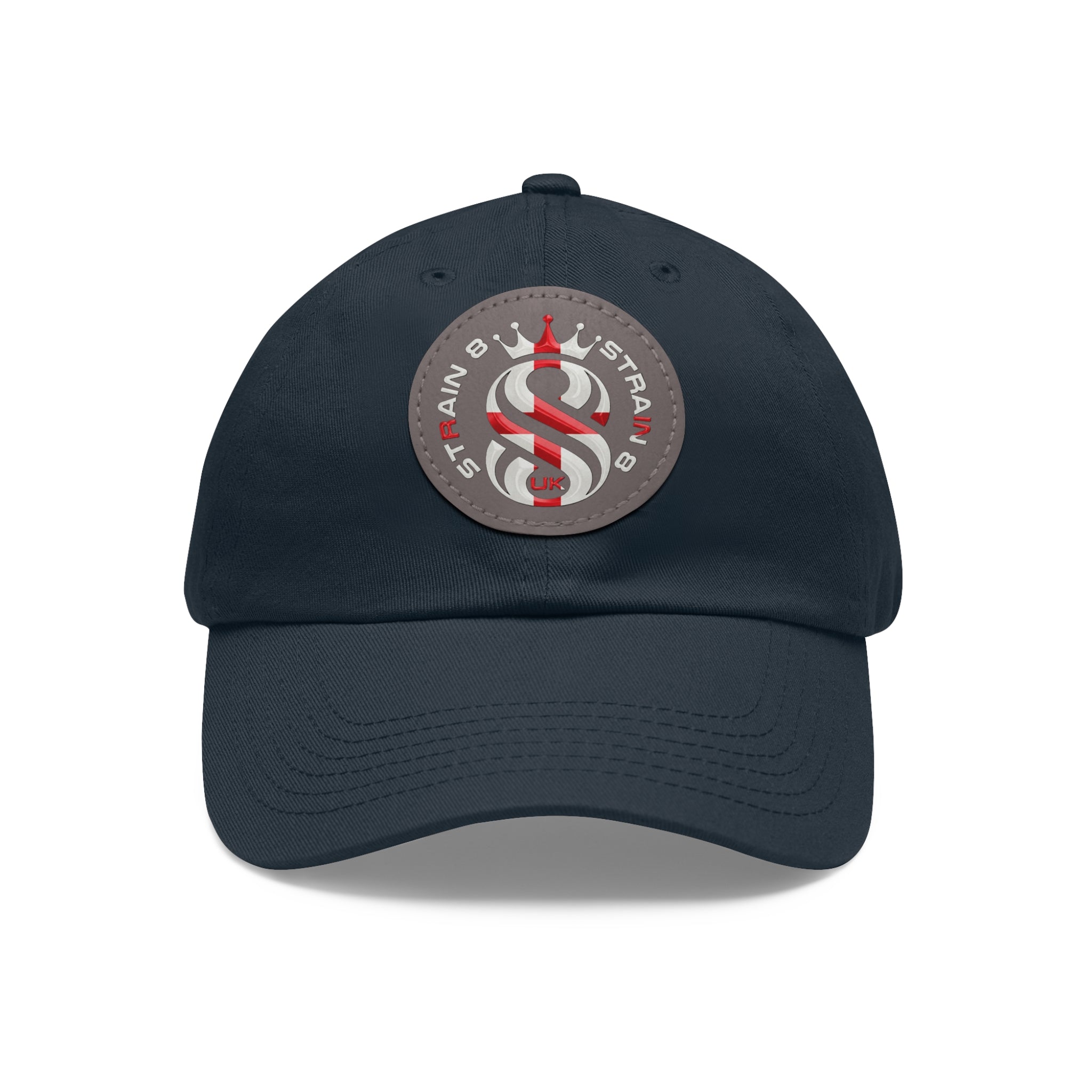 Leather Patch Dad Hat — Round Strain8-UK Cap for Casual Streetwear